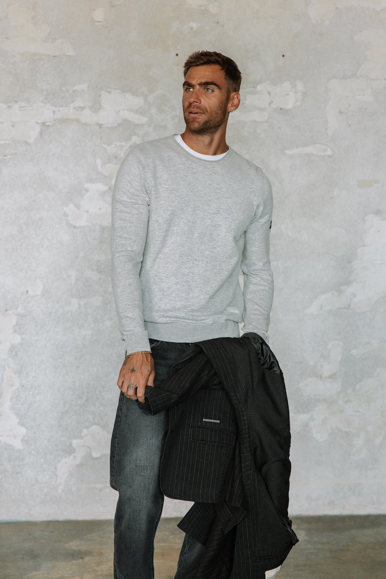 

Pull col rond Hombres Sonny Macau melanged grey | Freeman T. Porter