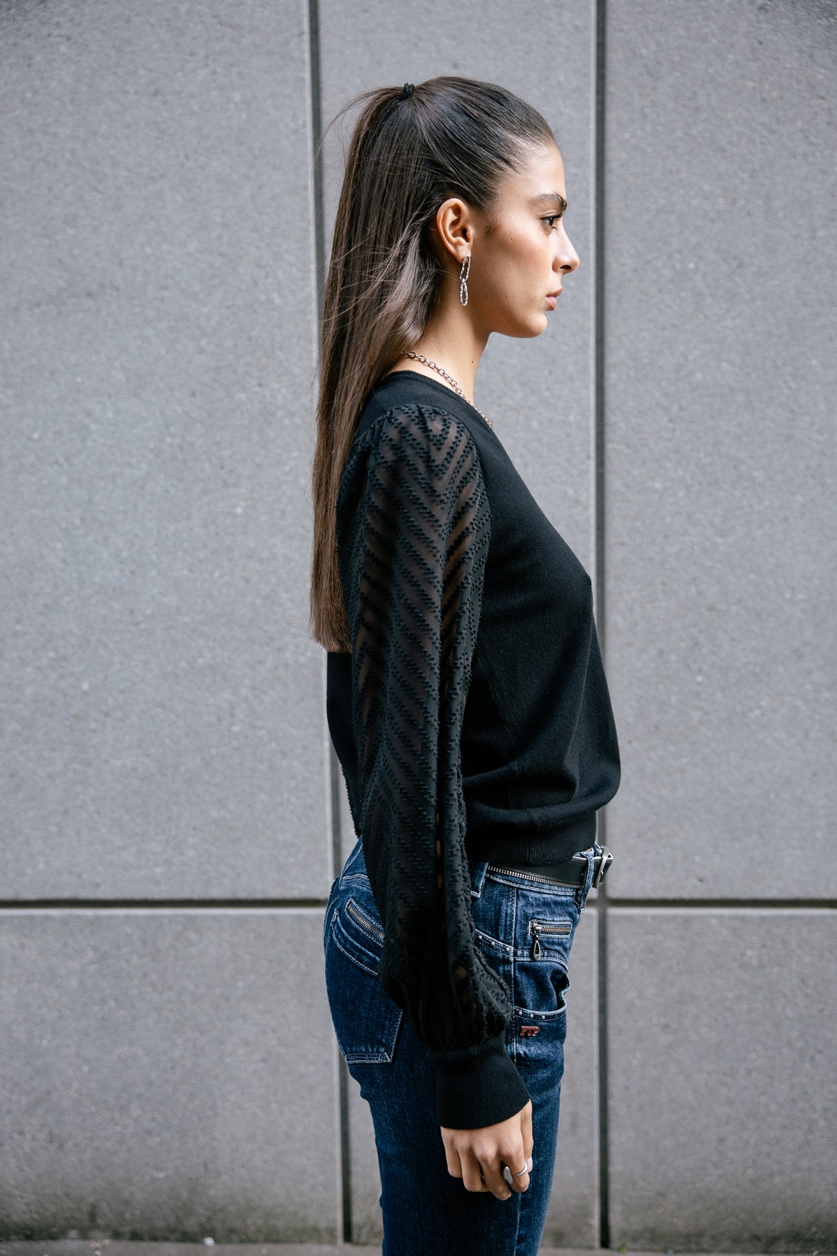

Pull manches voile Woman Laonie Zig Zag black | Freeman T. Porter