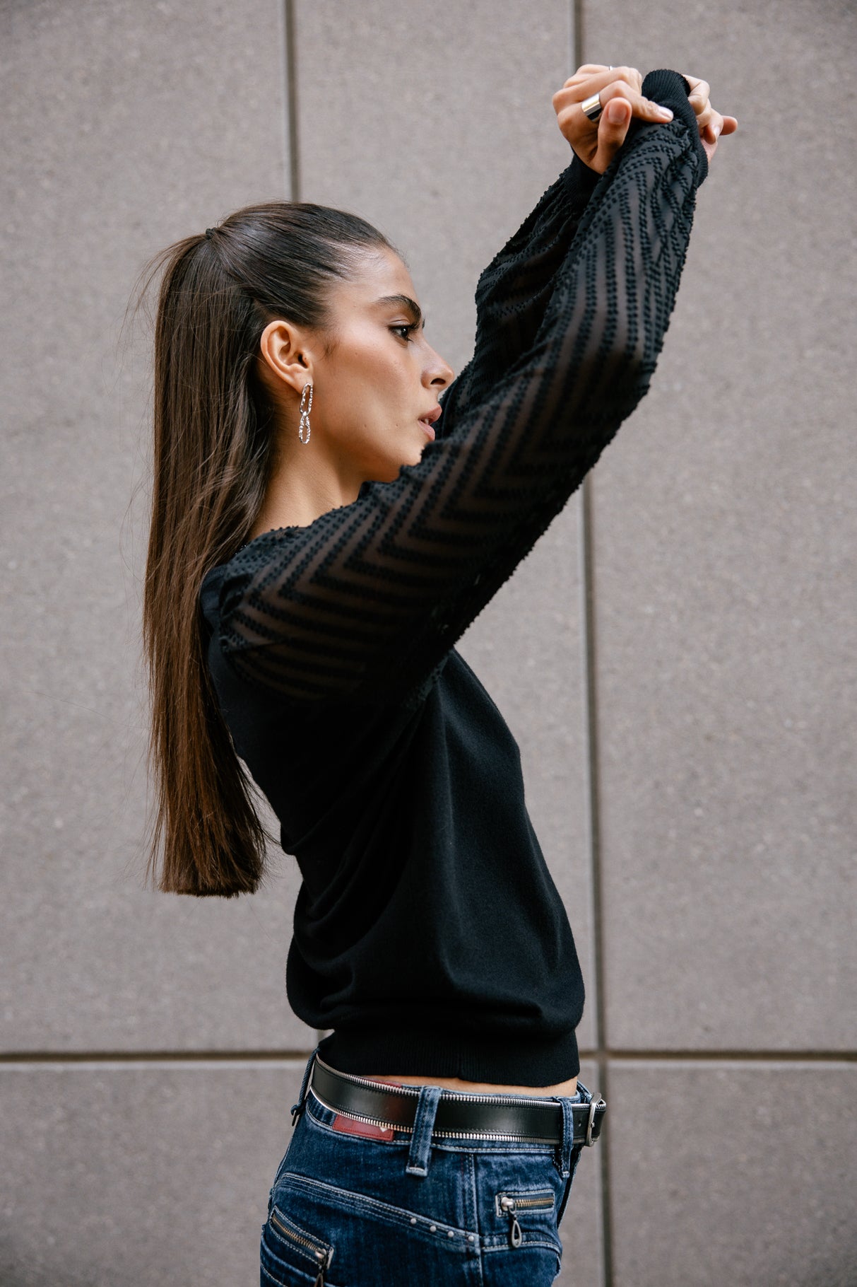 

Pull manches voile Woman Laonie Zig Zag black | Freeman T. Porter