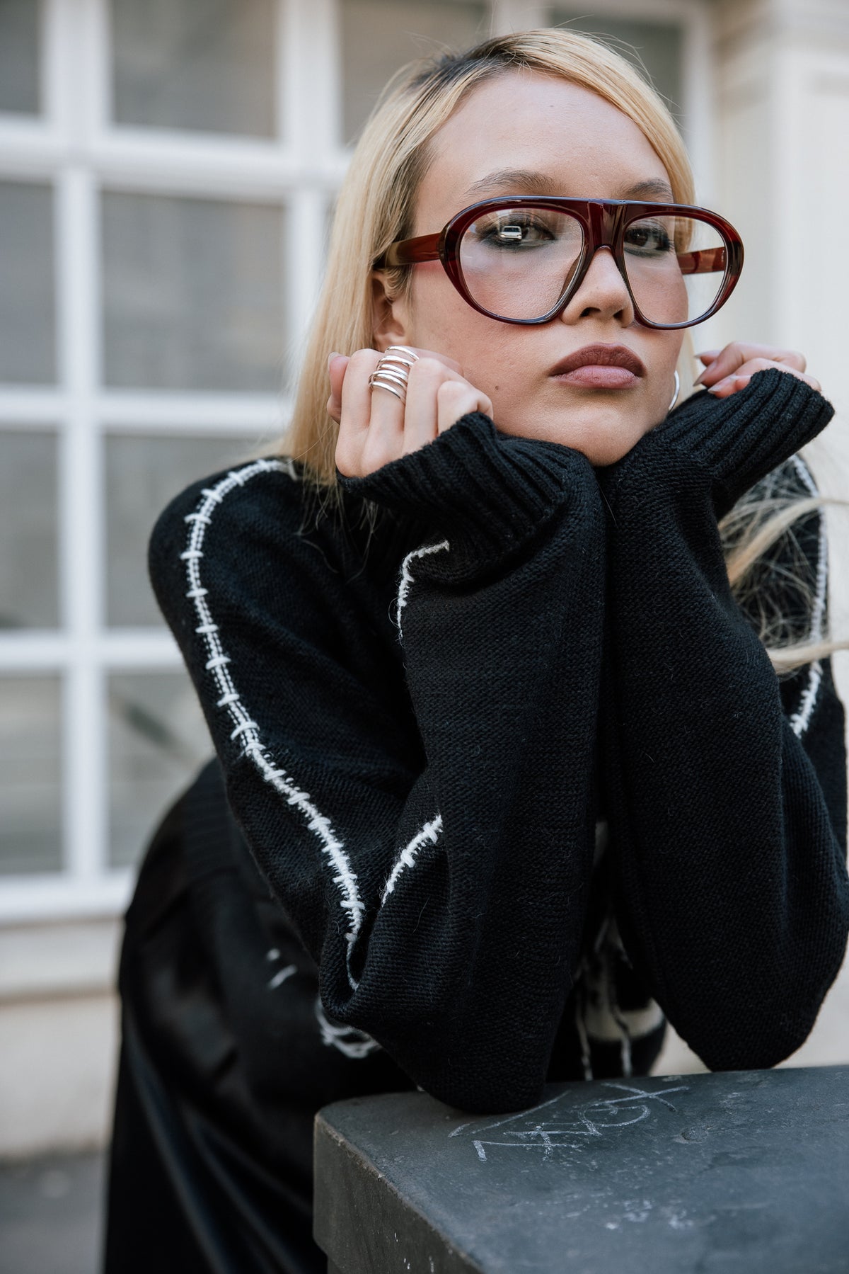 

Pullover mit Fransen-Details Damen Pears Rock black | Freeman T. Porter