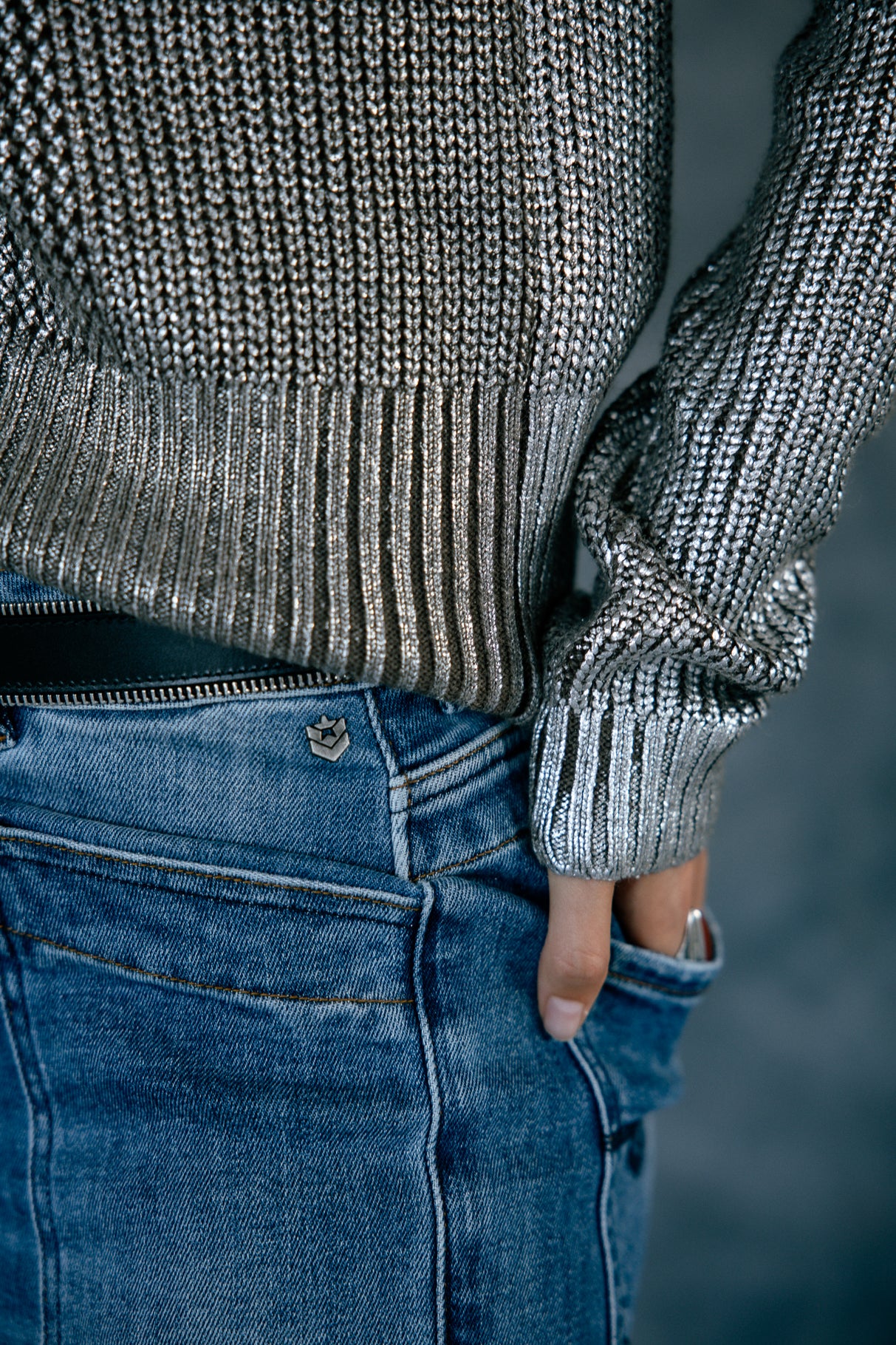 

Cardigan maille argentée Femme Geel olive night | Freeman T. Porter