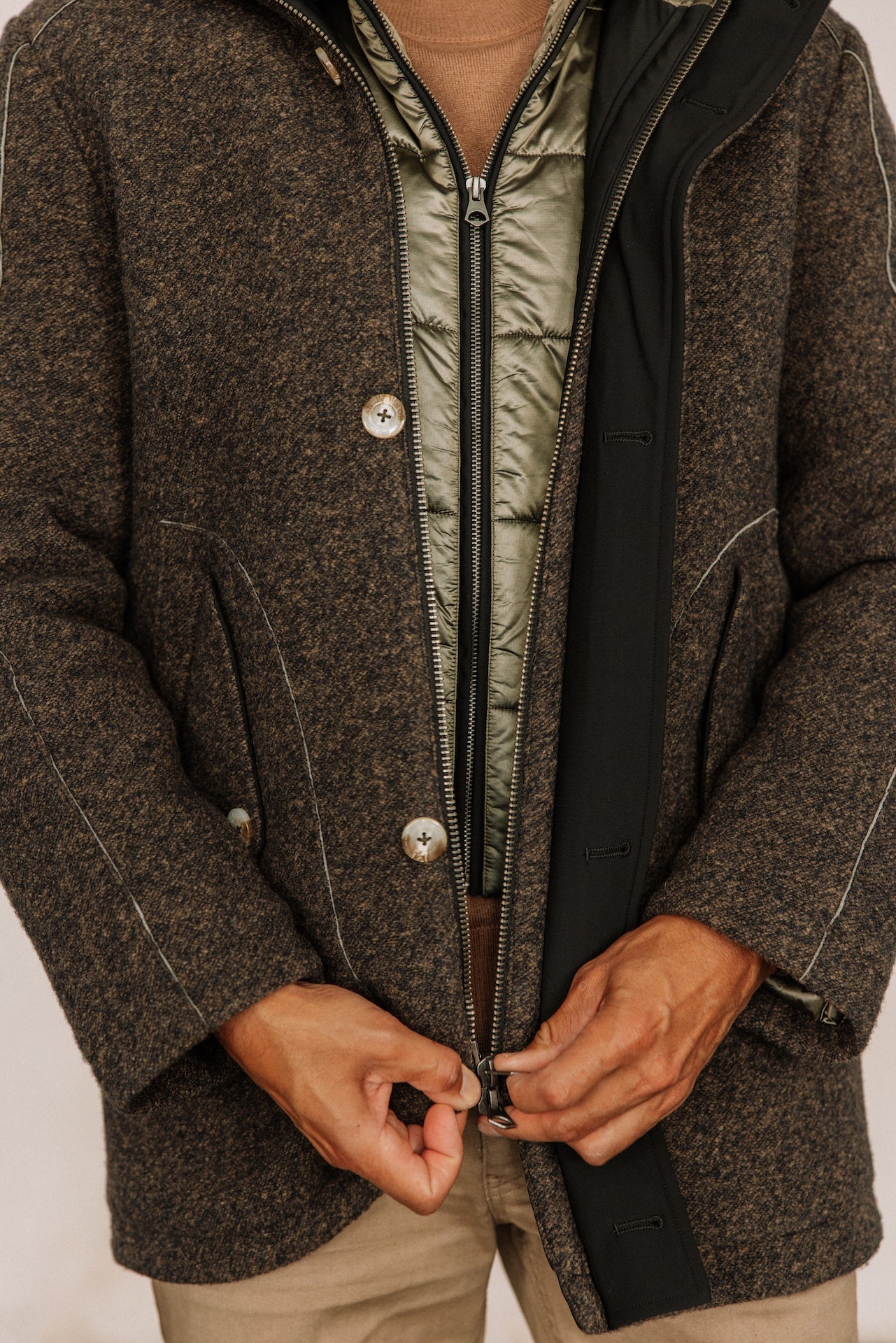 

Mateau avec gilet doudoune  Homme Cary Double brown | Freeman T. Porter