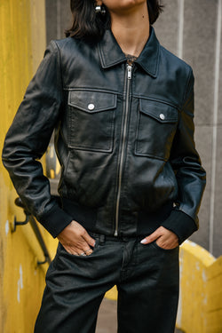 

Leren bomberjack Dames Virgy Leather black | Freeman T. Porter