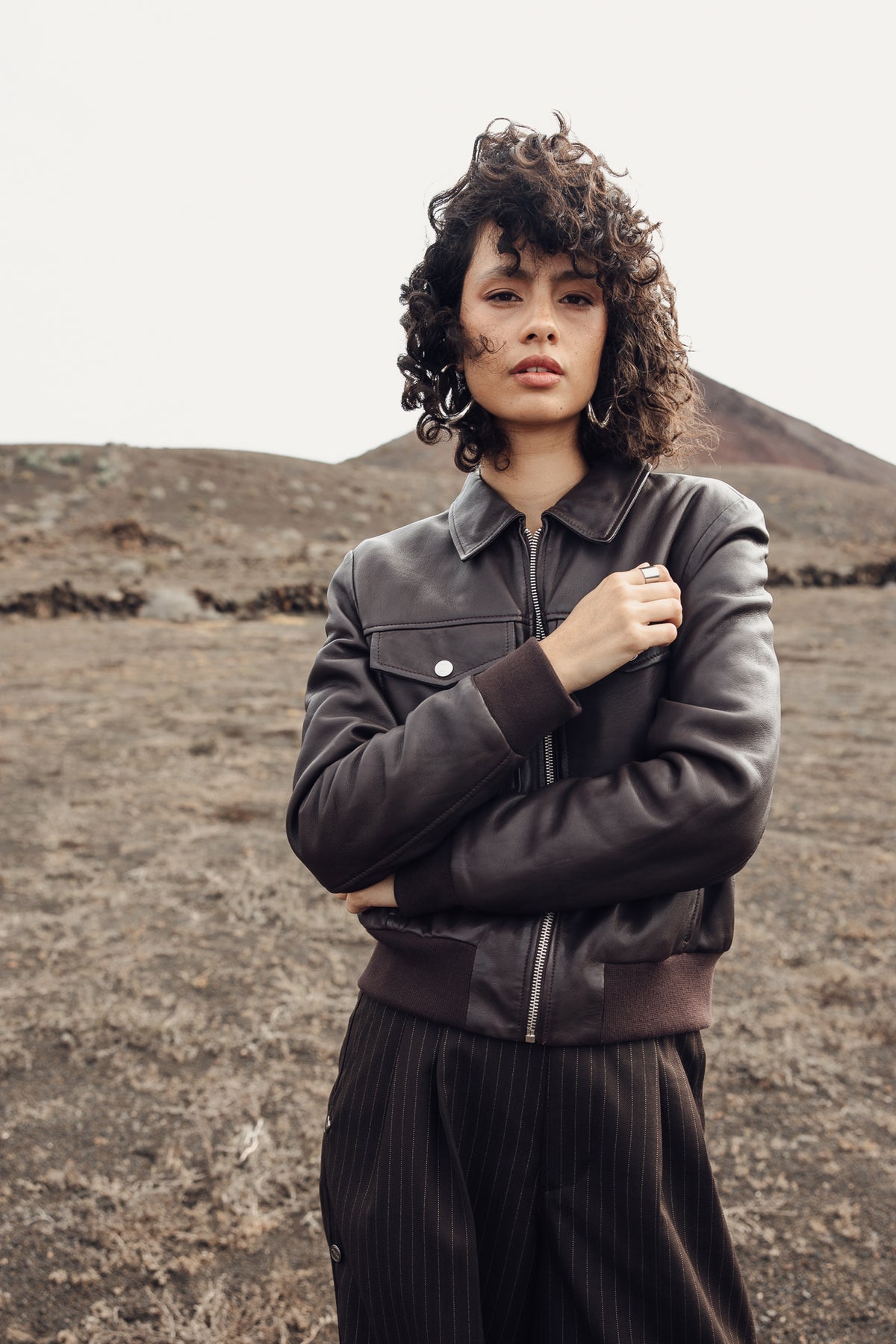 

Bomber en cuir Femme Virgy Leather brown | Freeman T. Porter