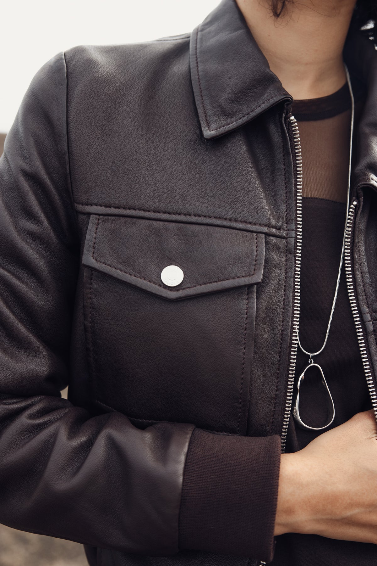 

Bomber en cuir Femme Virgy Leather brown | Freeman T. Porter