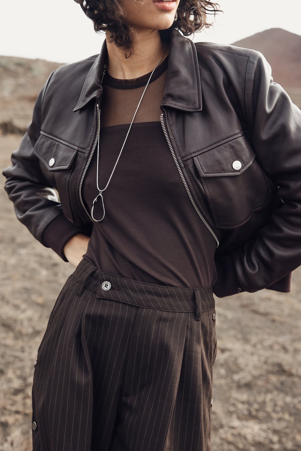 

Bomber en cuir Femme Virgy Leather brown | Freeman T. Porter