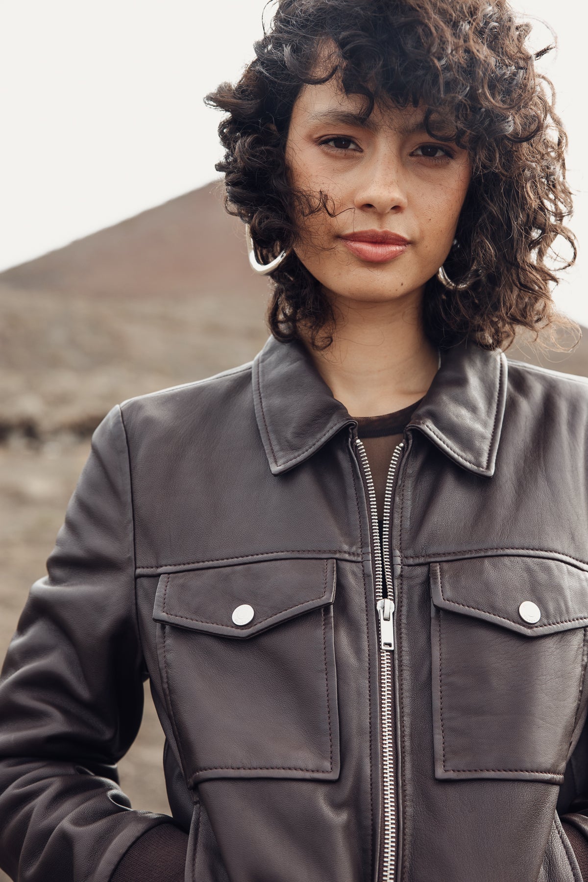 

Bomber en cuir Femme Virgy Leather brown | Freeman T. Porter