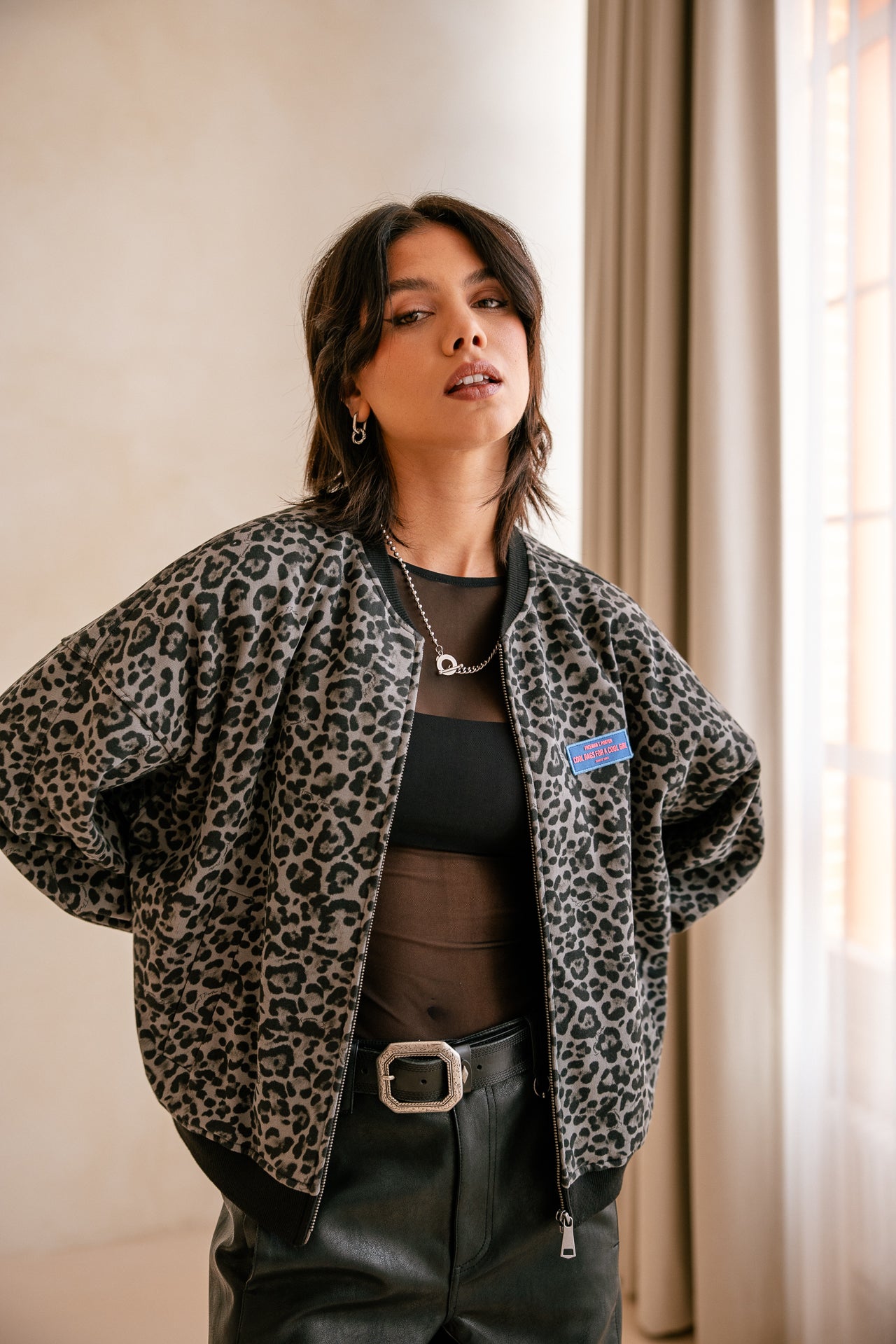 Veste zippée imprimée Vega Leo, grey | Freeman T. Porter