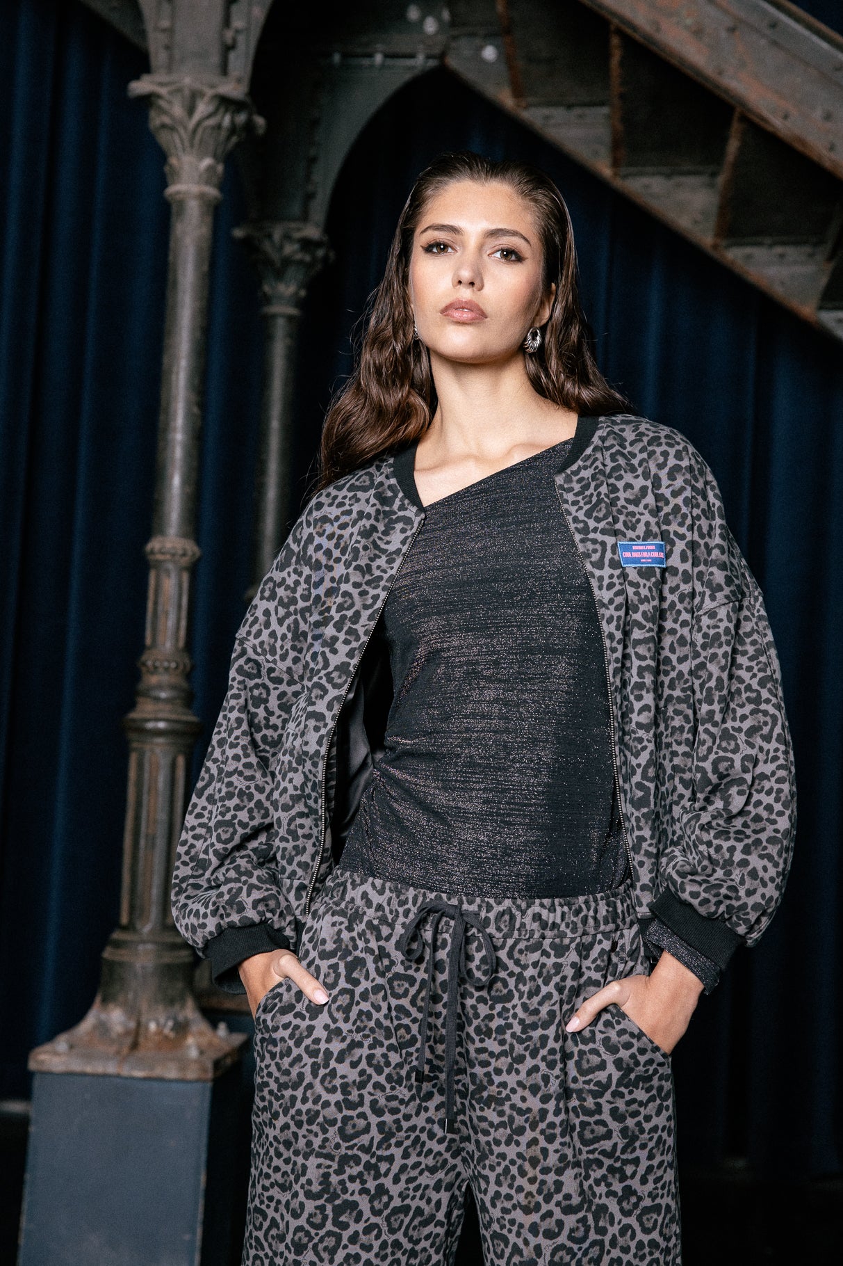 

Printed zip-up jacket Women Vega Leo grey | Freeman T. Porter