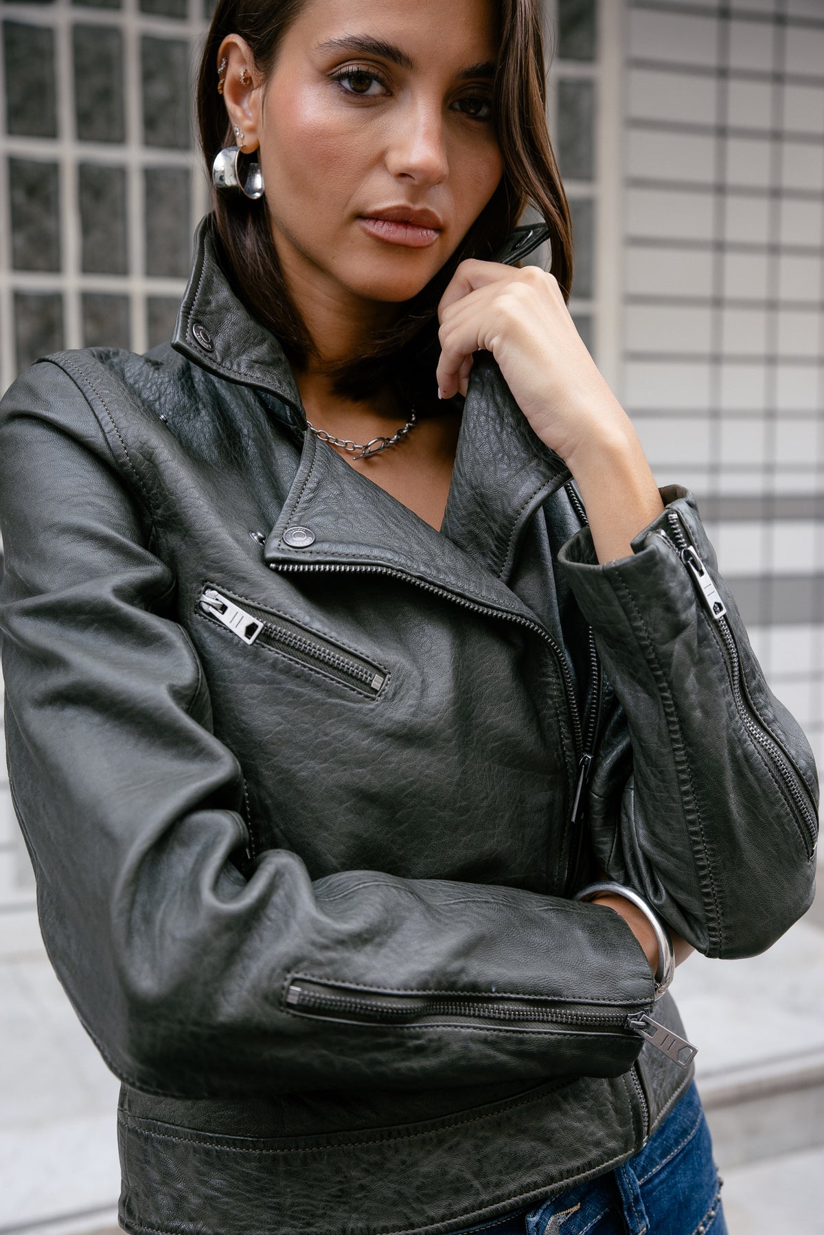 

Lederjacke Damen Kenny Leather olive | Freeman T. Porter