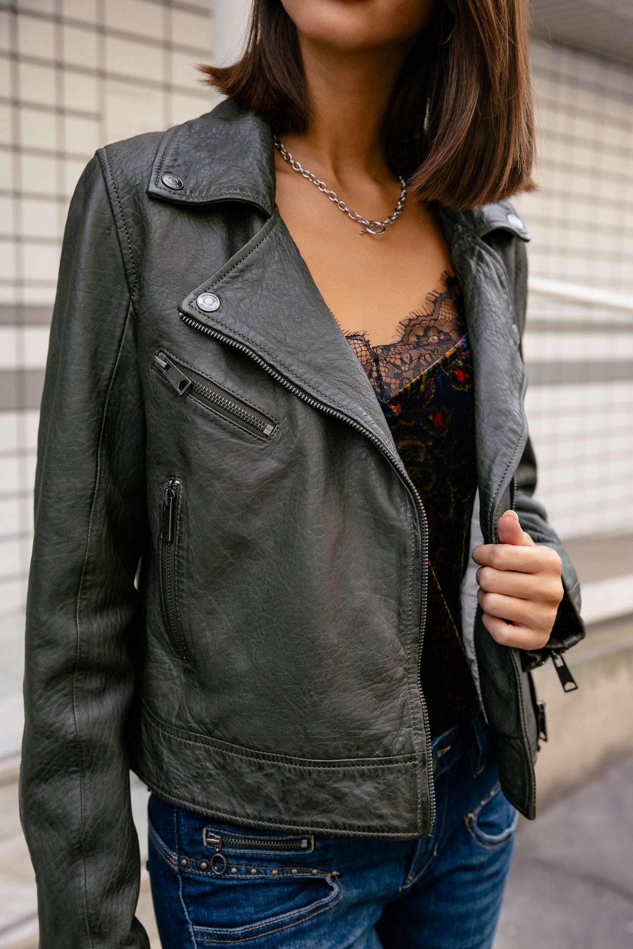 

Lederjacke Damen Kenny Leather olive | Freeman T. Porter