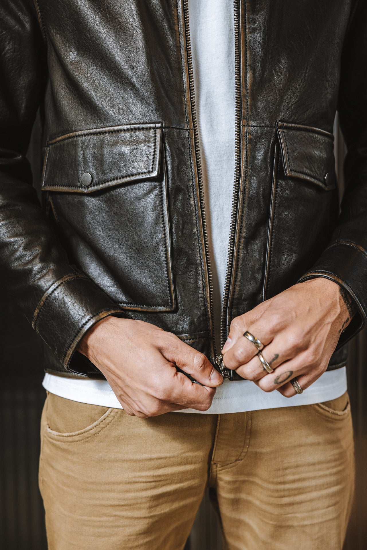 

Blouson en cuir Homme Spencer Sheep Vintage brown | Freeman T. Porter