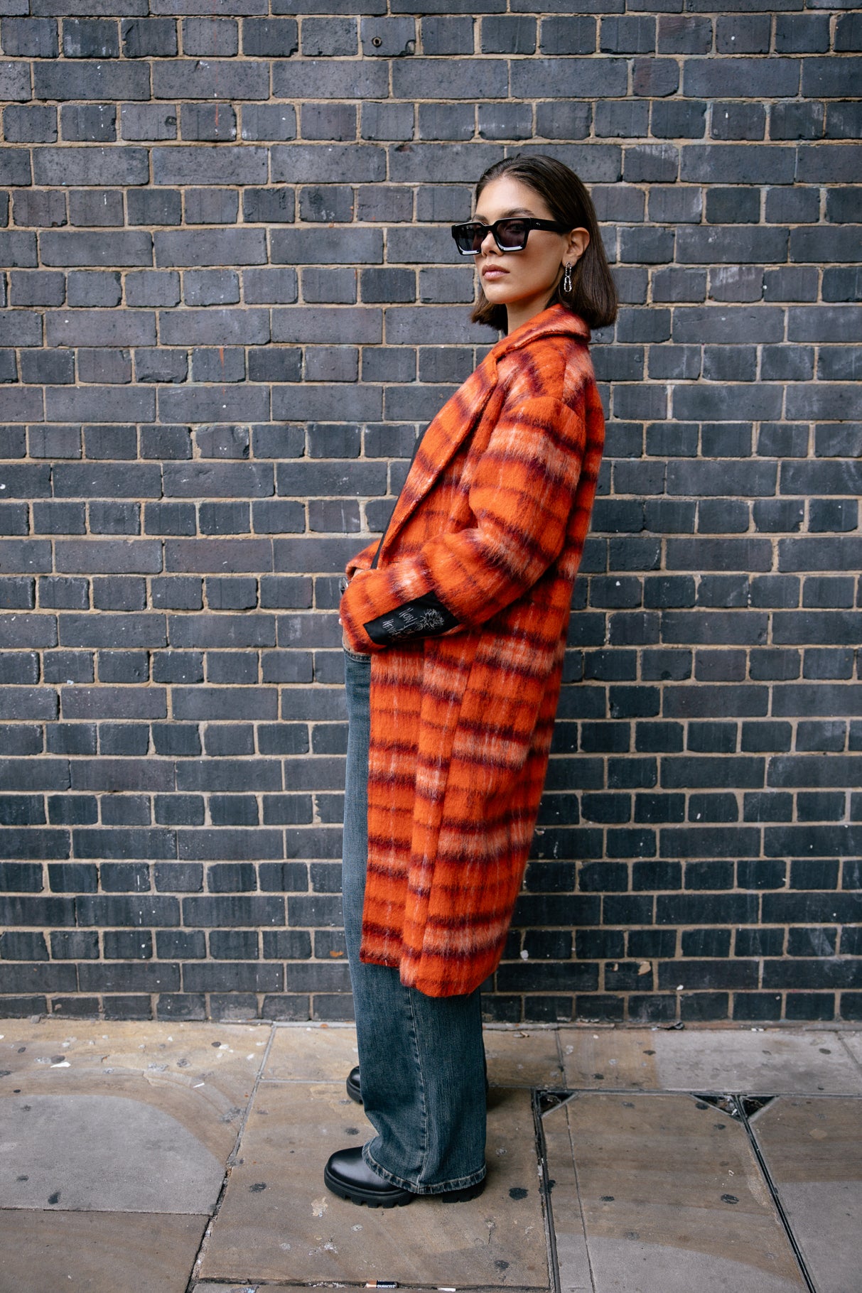 

Manteau long Mujer Millie Plaid red orange | Freeman T. Porter