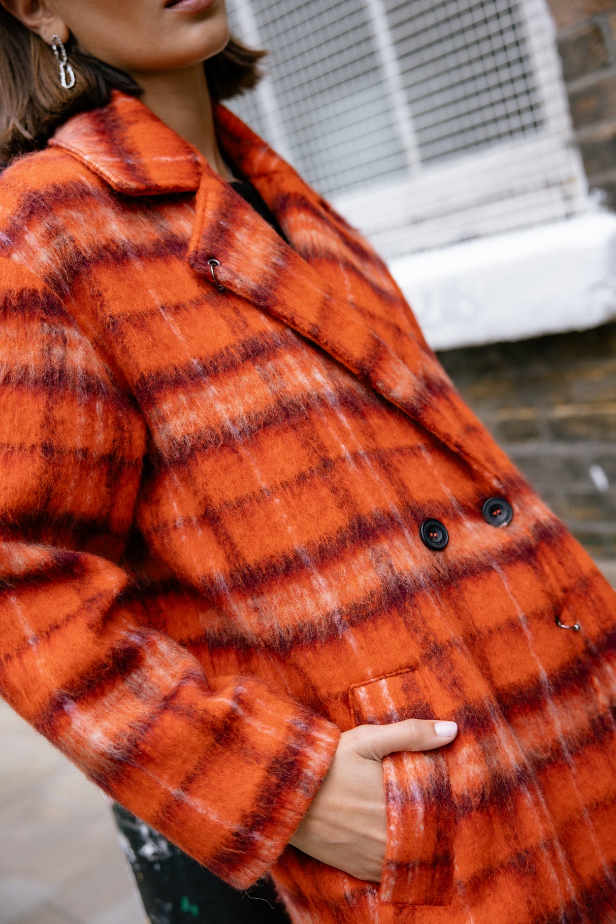 

Manteau long Mujer Millie Plaid red orange | Freeman T. Porter