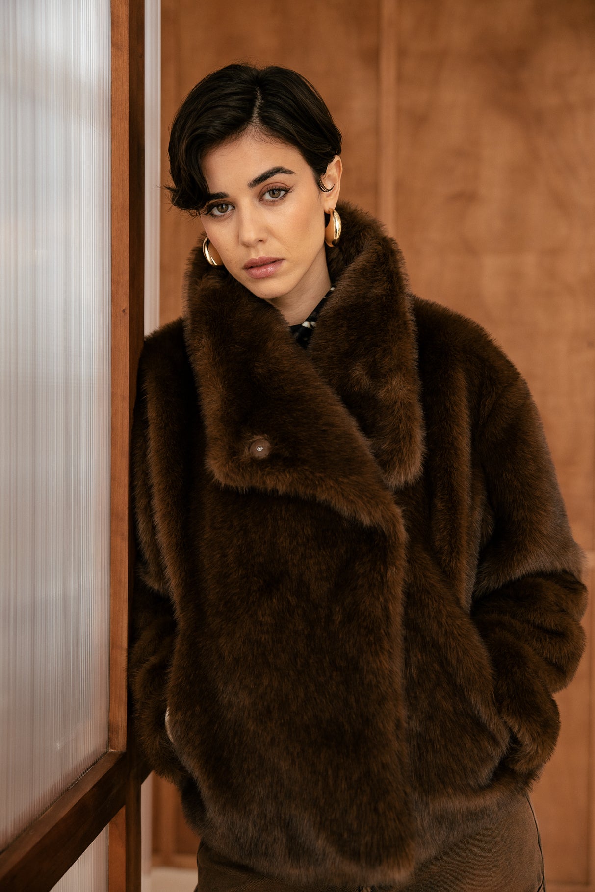 

Veste en fausse fourrure Femme Marbela Fur brown | Freeman T. Porter