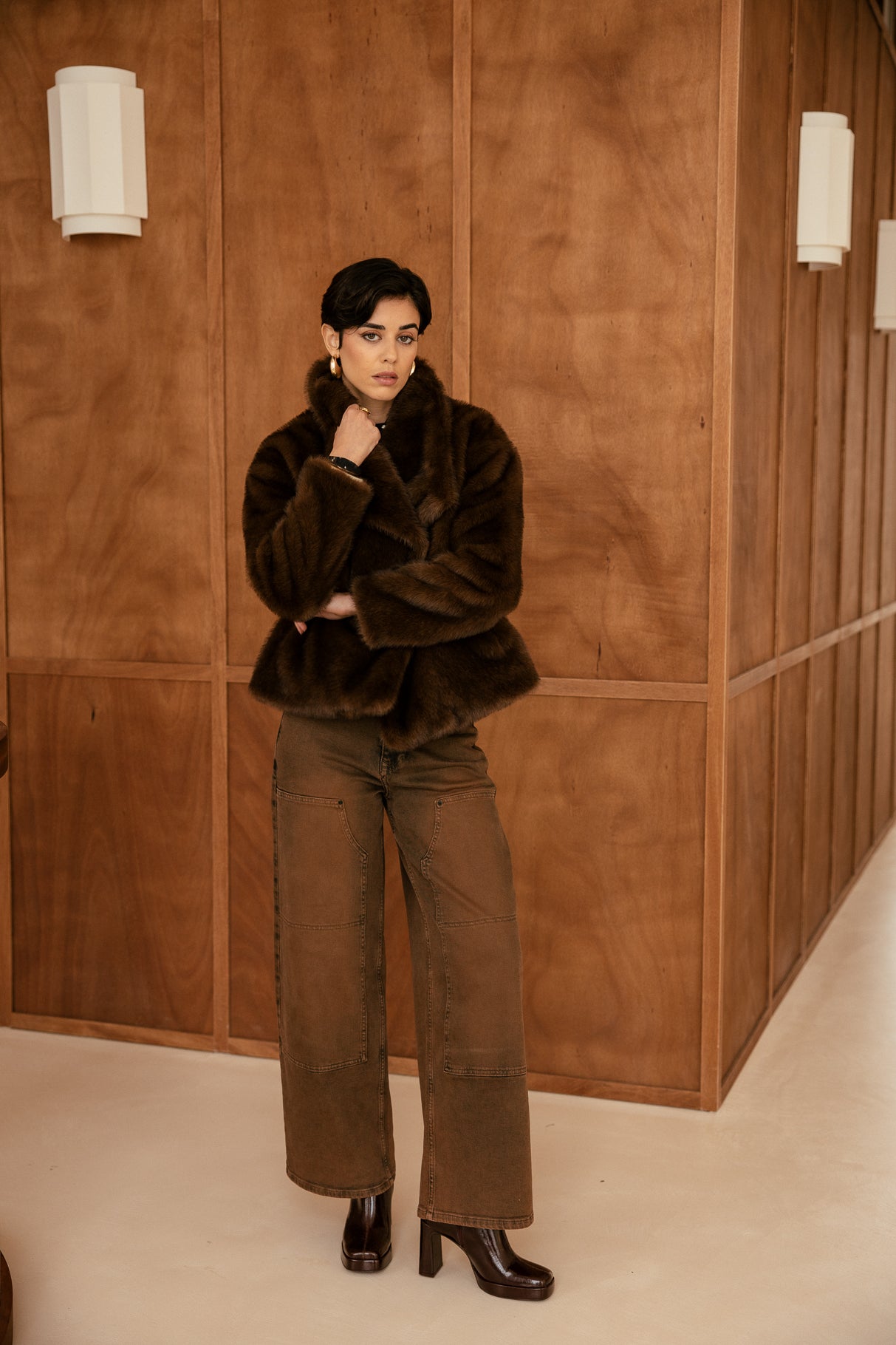 

Veste en fausse fourrure Femme Marbela Fur brown | Freeman T. Porter