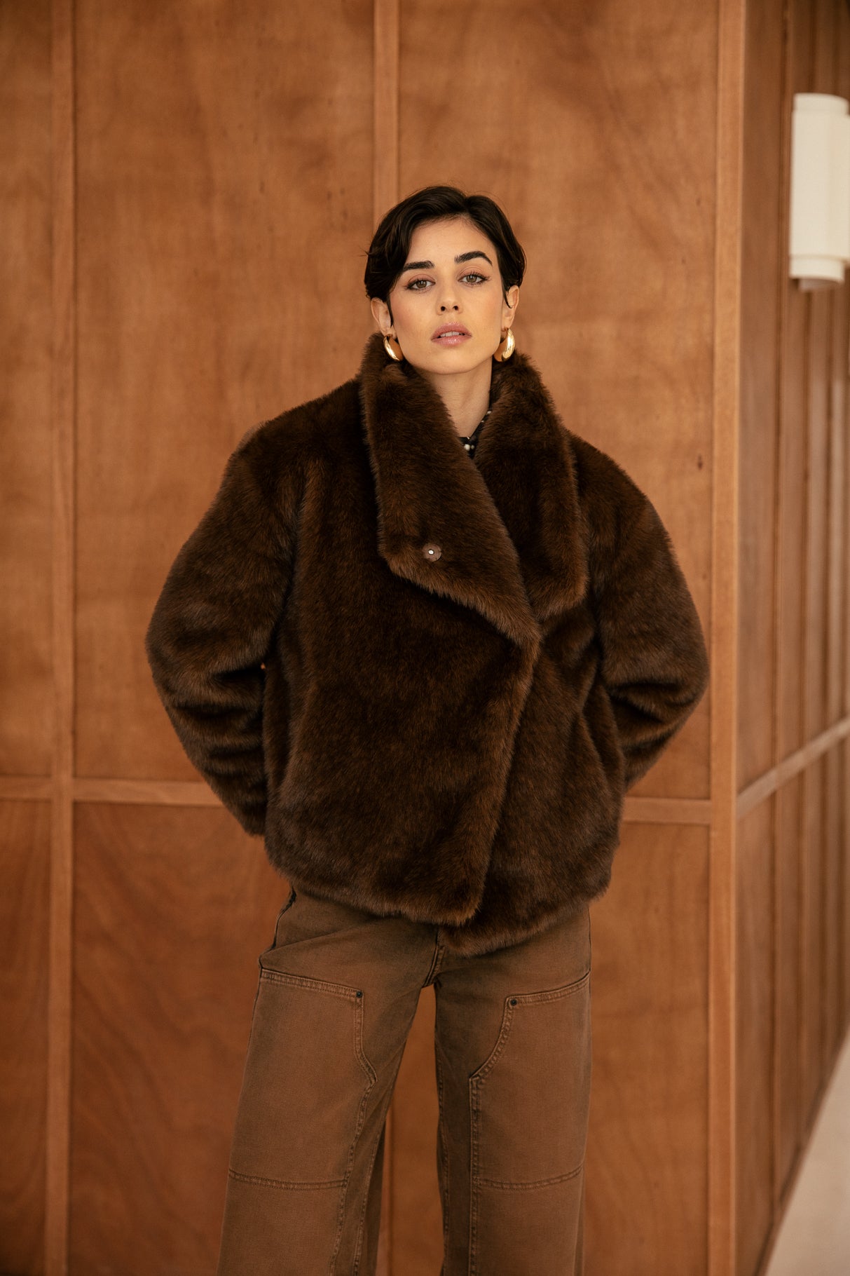 

Veste en fausse fourrure Femme Marbela Fur brown | Freeman T. Porter