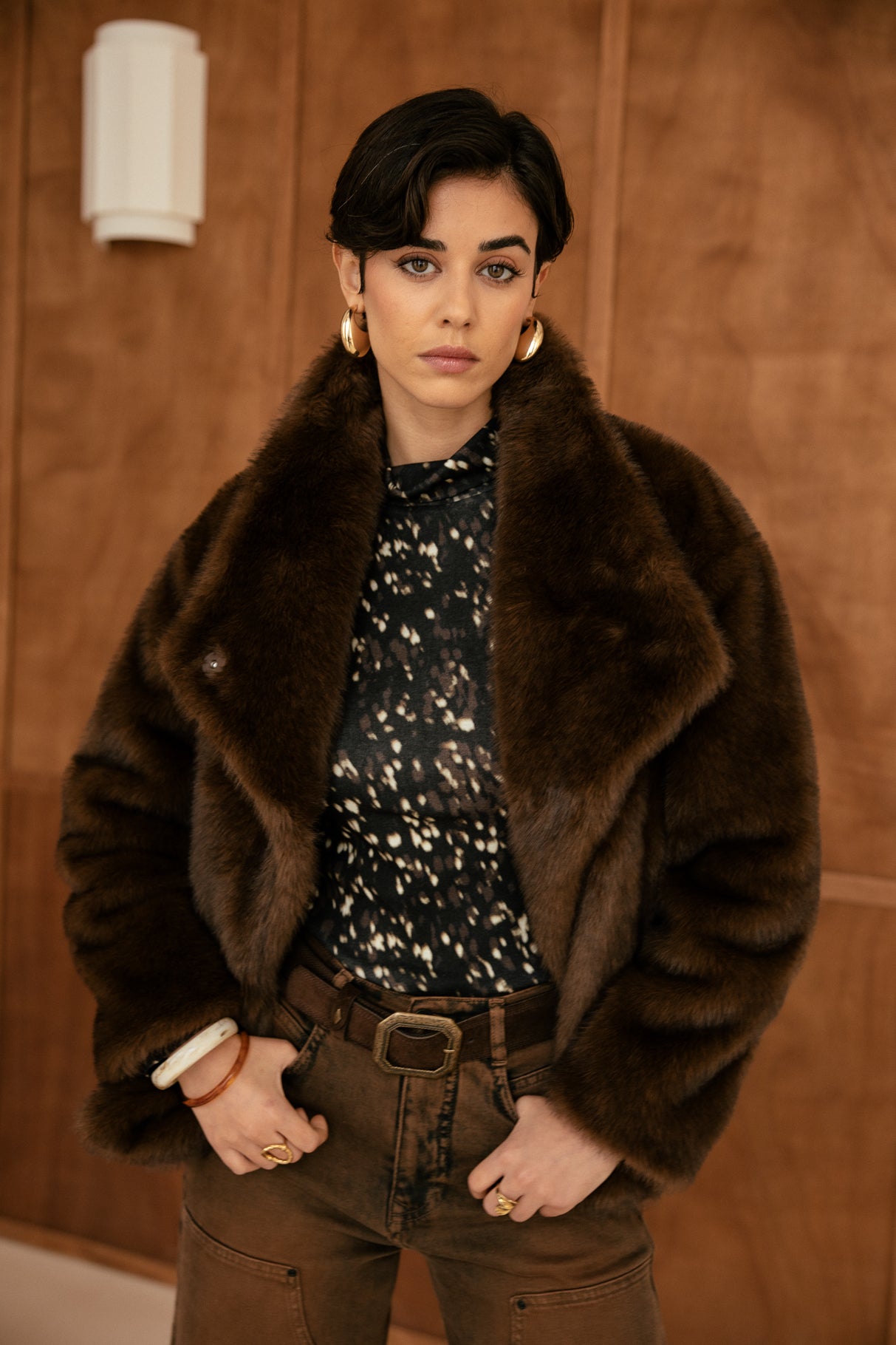 

Veste en fausse fourrure Femme Marbela Fur brown | Freeman T. Porter