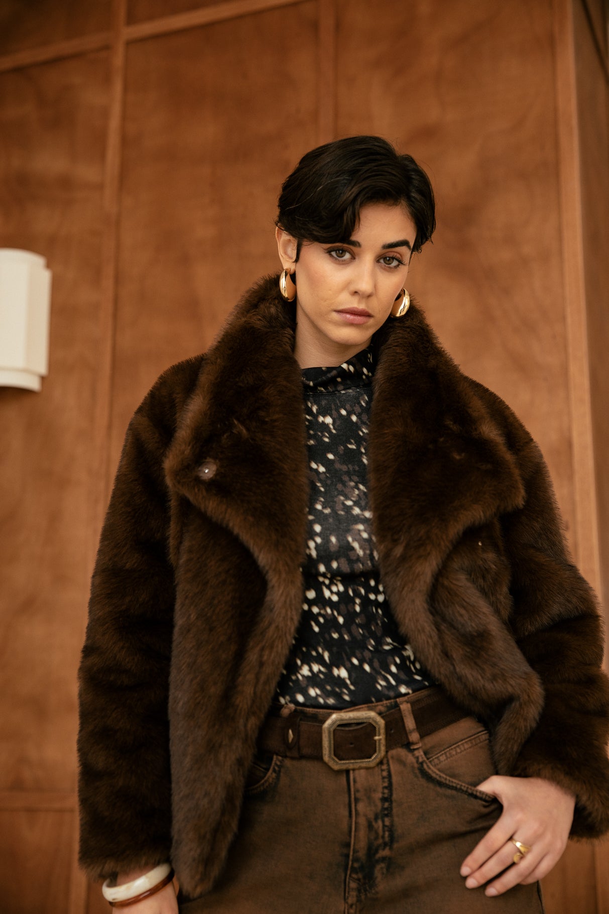 

Veste en fausse fourrure Femme Marbela Fur brown | Freeman T. Porter