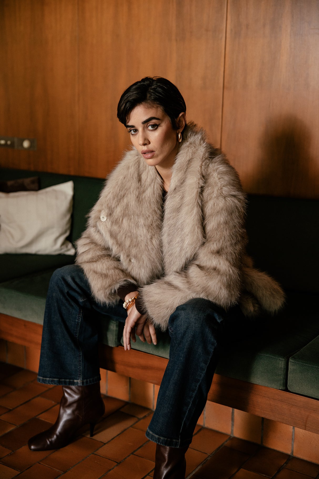 

Veste en fausse fourrure Femme Marbela Fur beige melange | Freeman T. Porter