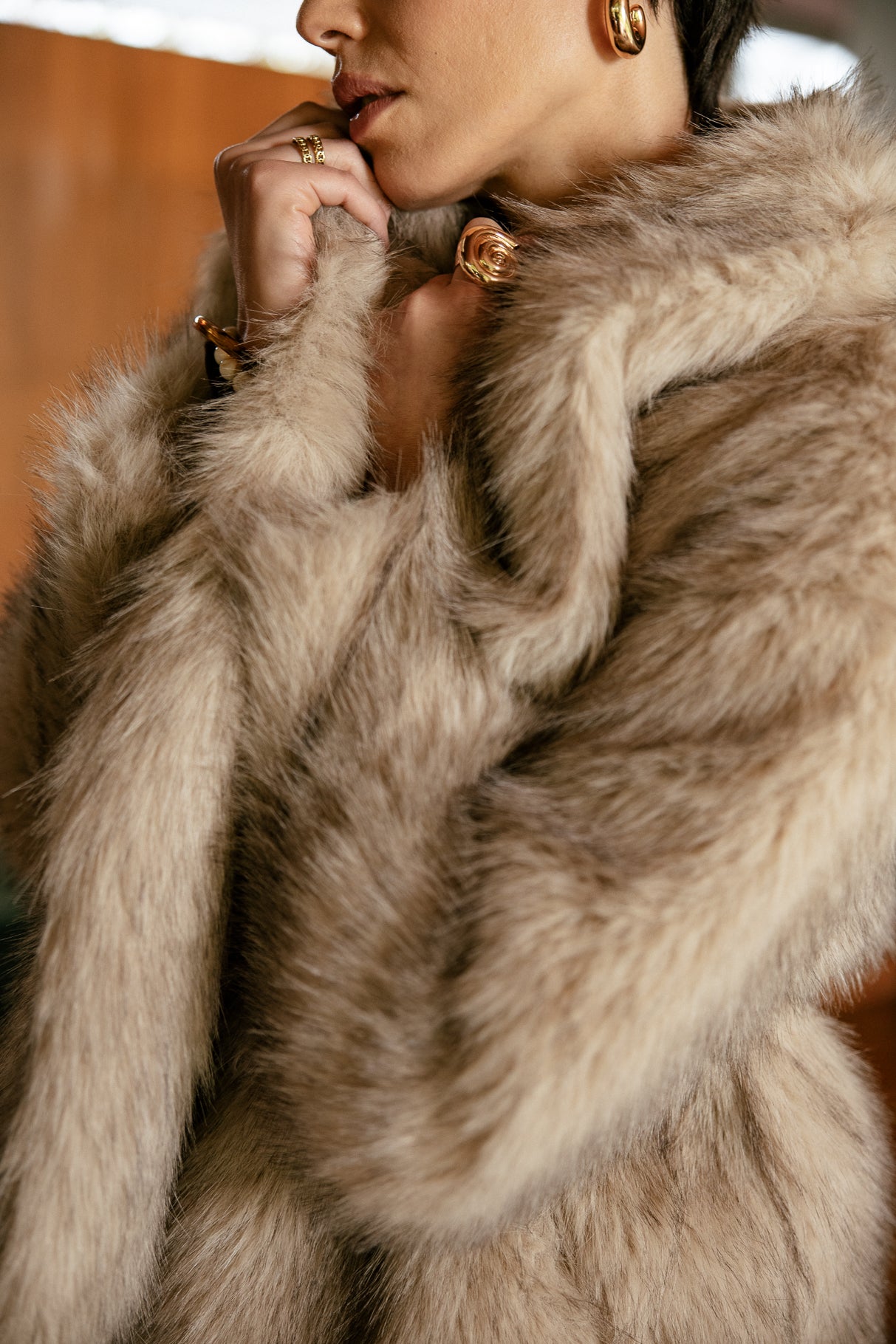 

Veste en fausse fourrure Femme Marbela Fur beige melange | Freeman T. Porter