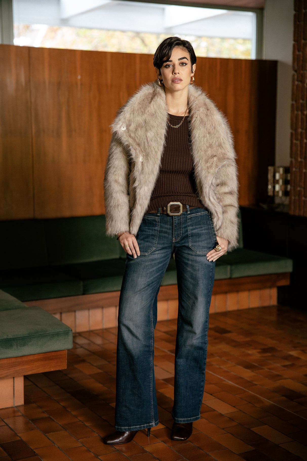 

Veste en fausse fourrure Femme Marbela Fur beige melange | Freeman T. Porter