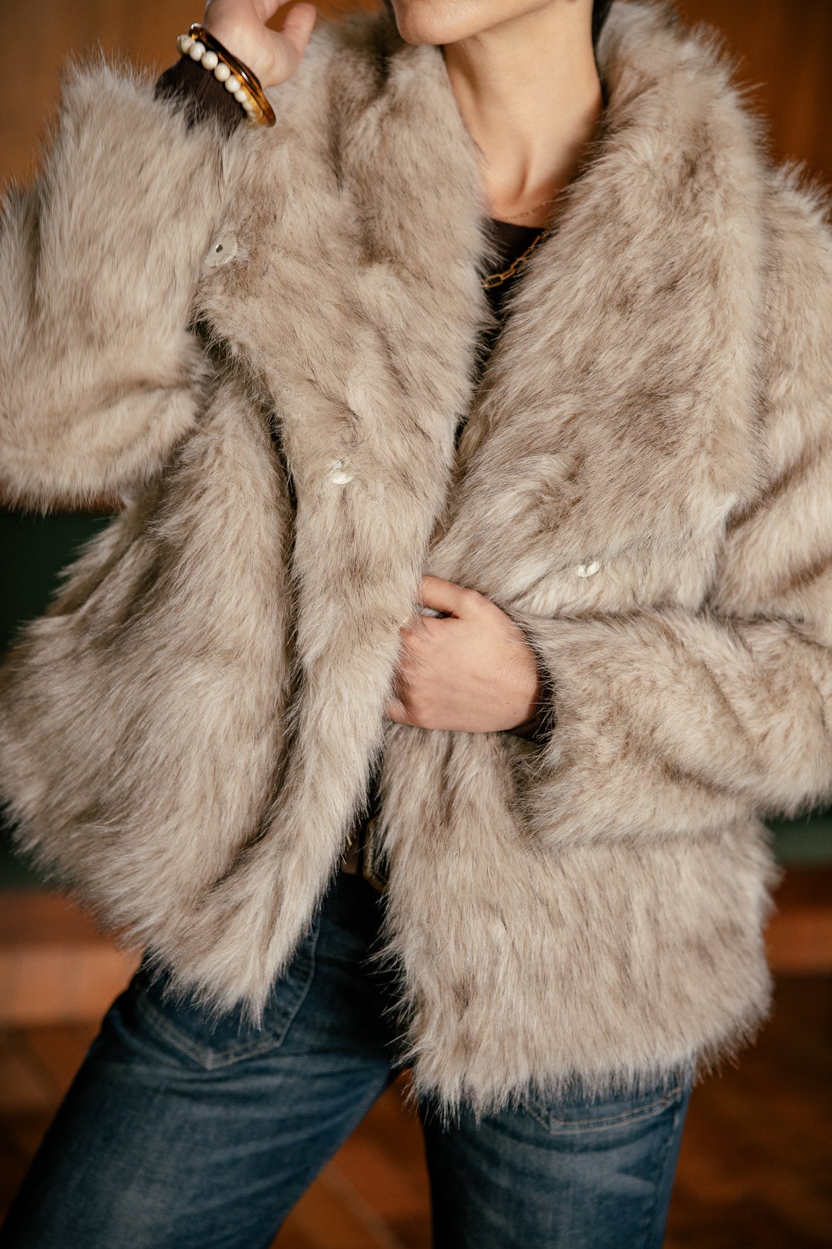 

Veste en fausse fourrure Femme Marbela Fur beige melange | Freeman T. Porter