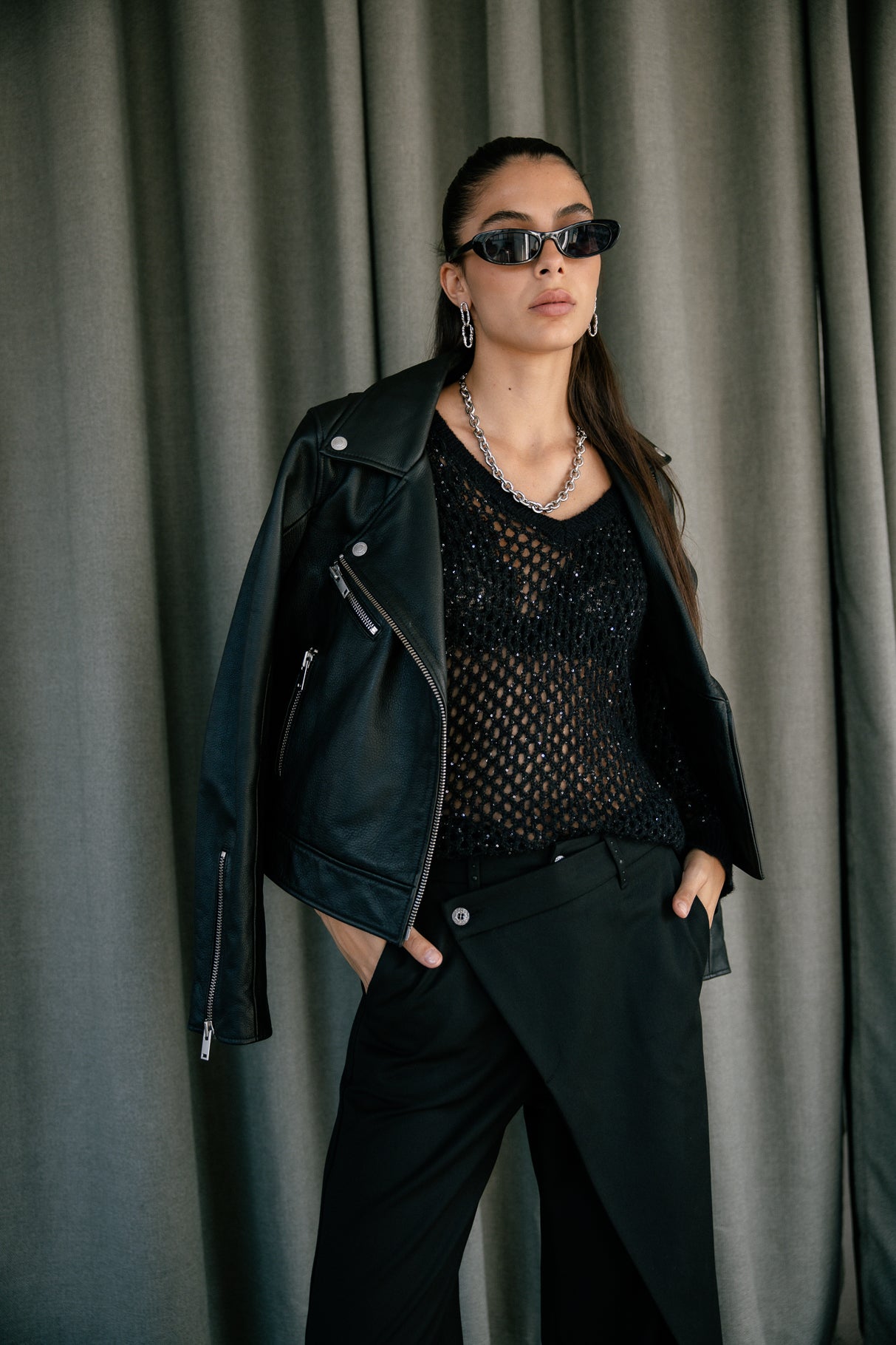 

Pull maille ajourée scintillante Frau Paross Shiny black | Freeman T. Porter