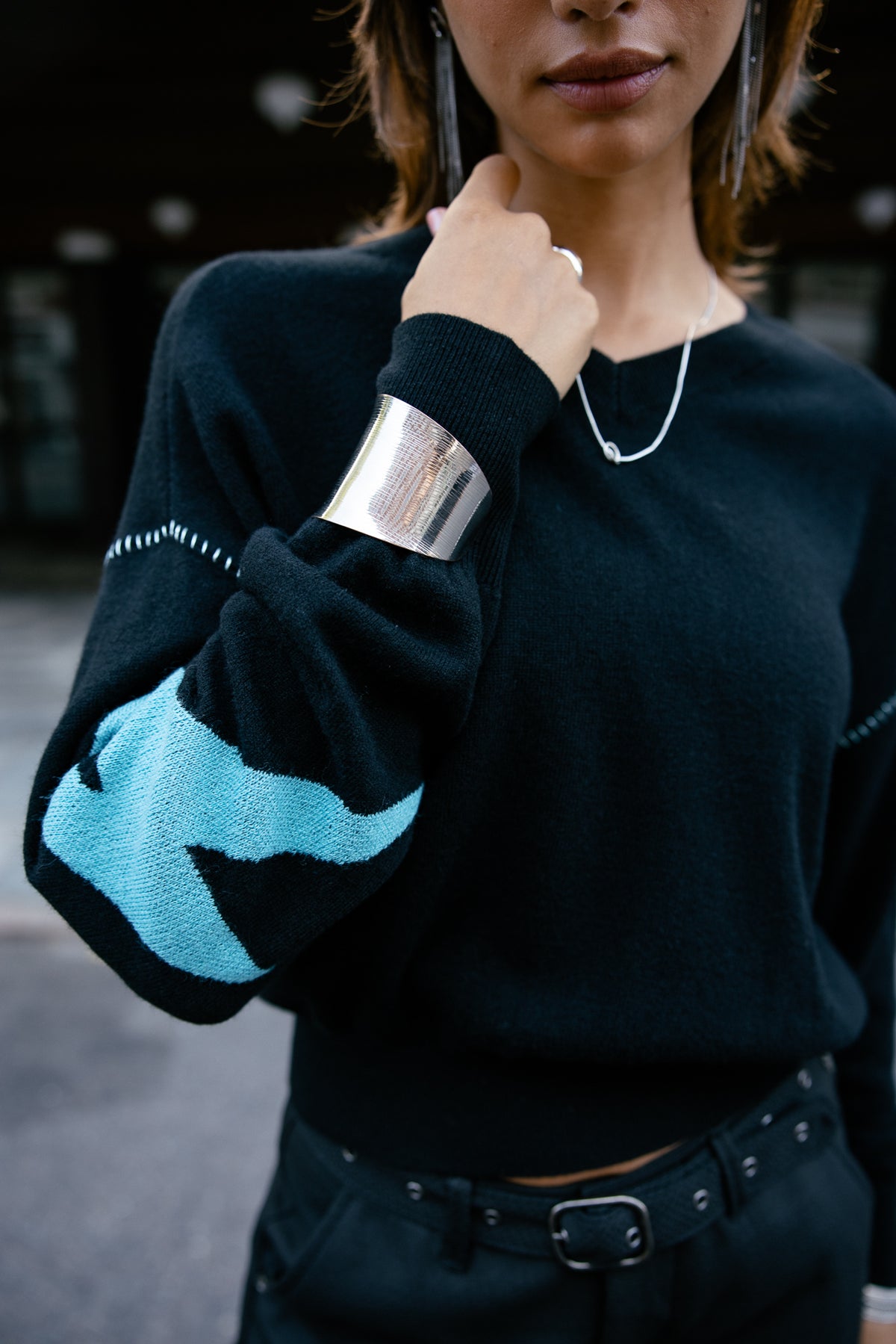 

Pullover mit Kontrastmotiv Damen Penny Intersia black | Freeman T. Porter