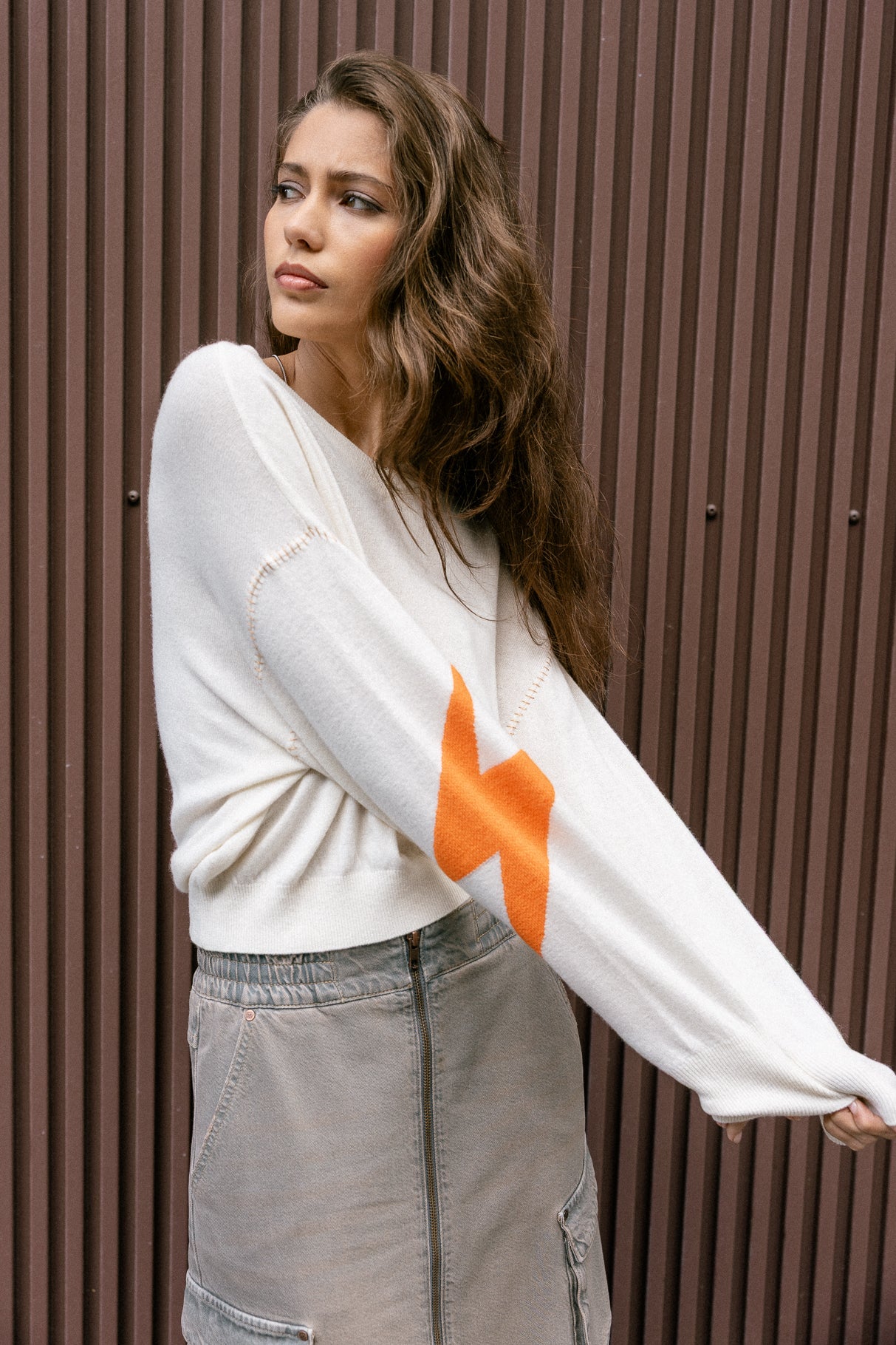 

Contrasting motive sweater Woman Penny Intersia egret | Freeman T. Porter