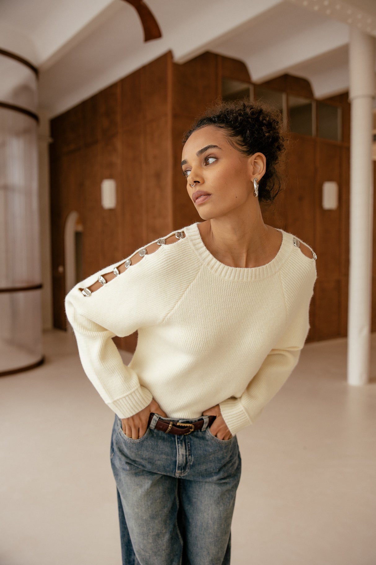   
            

Pull avec perles fantaisie sur les manches Femme Perline ecru | Freeman T. Porter
          