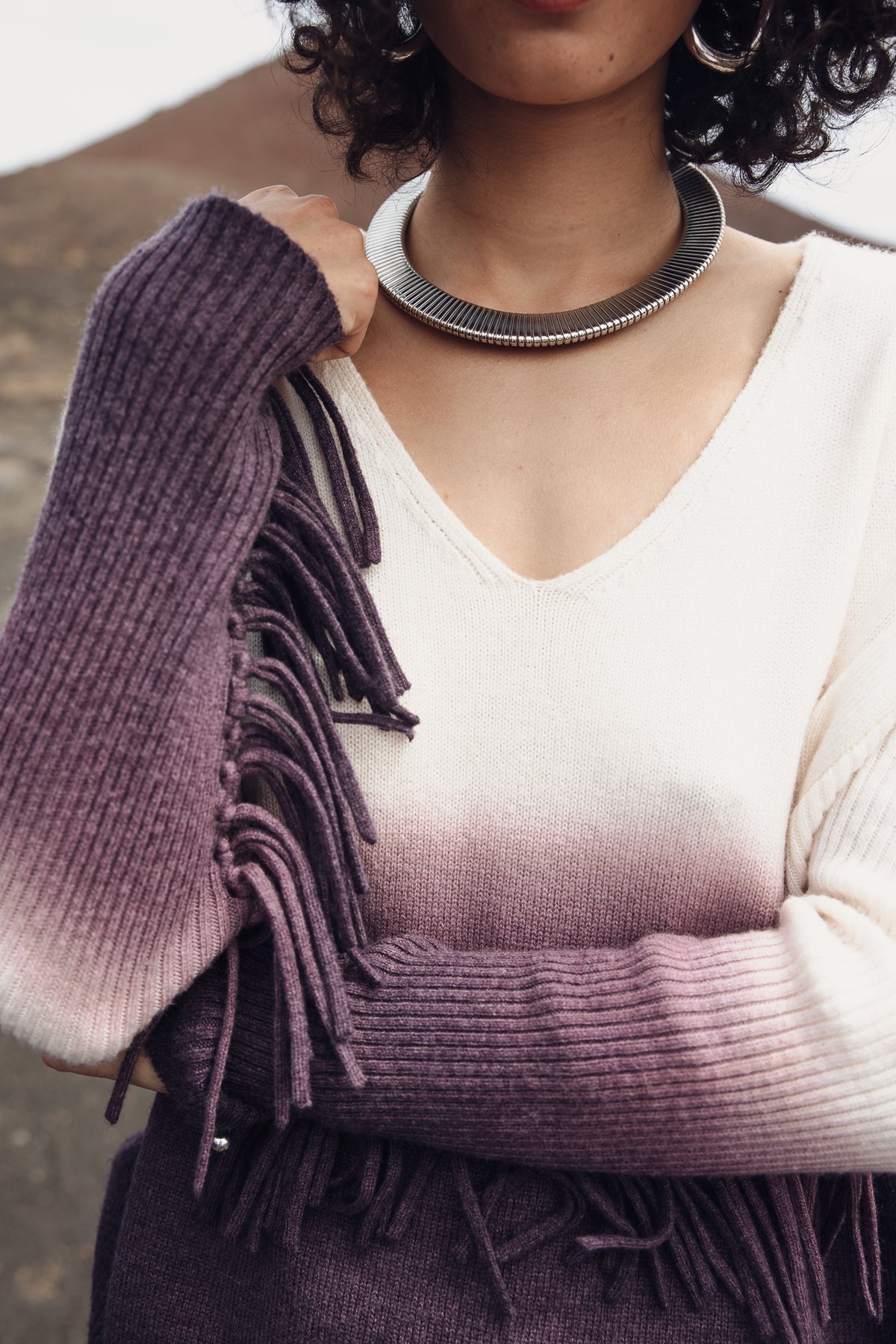 

Pullover mit Fransenärmeln Damen Phara Deep Dye fiig | Freeman T. Porter