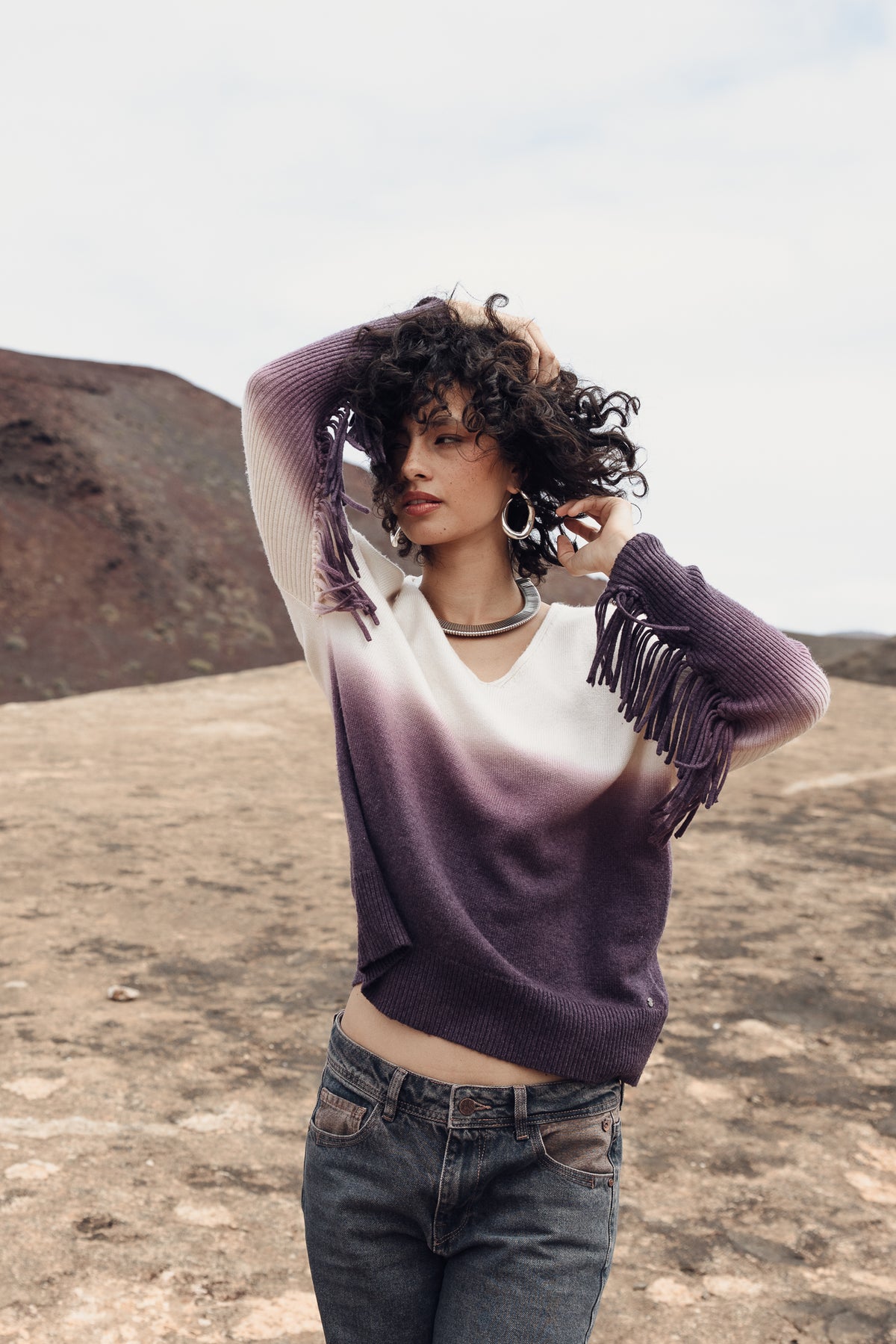 

Pullover mit Fransenärmeln Damen Phara Deep Dye fiig | Freeman T. Porter