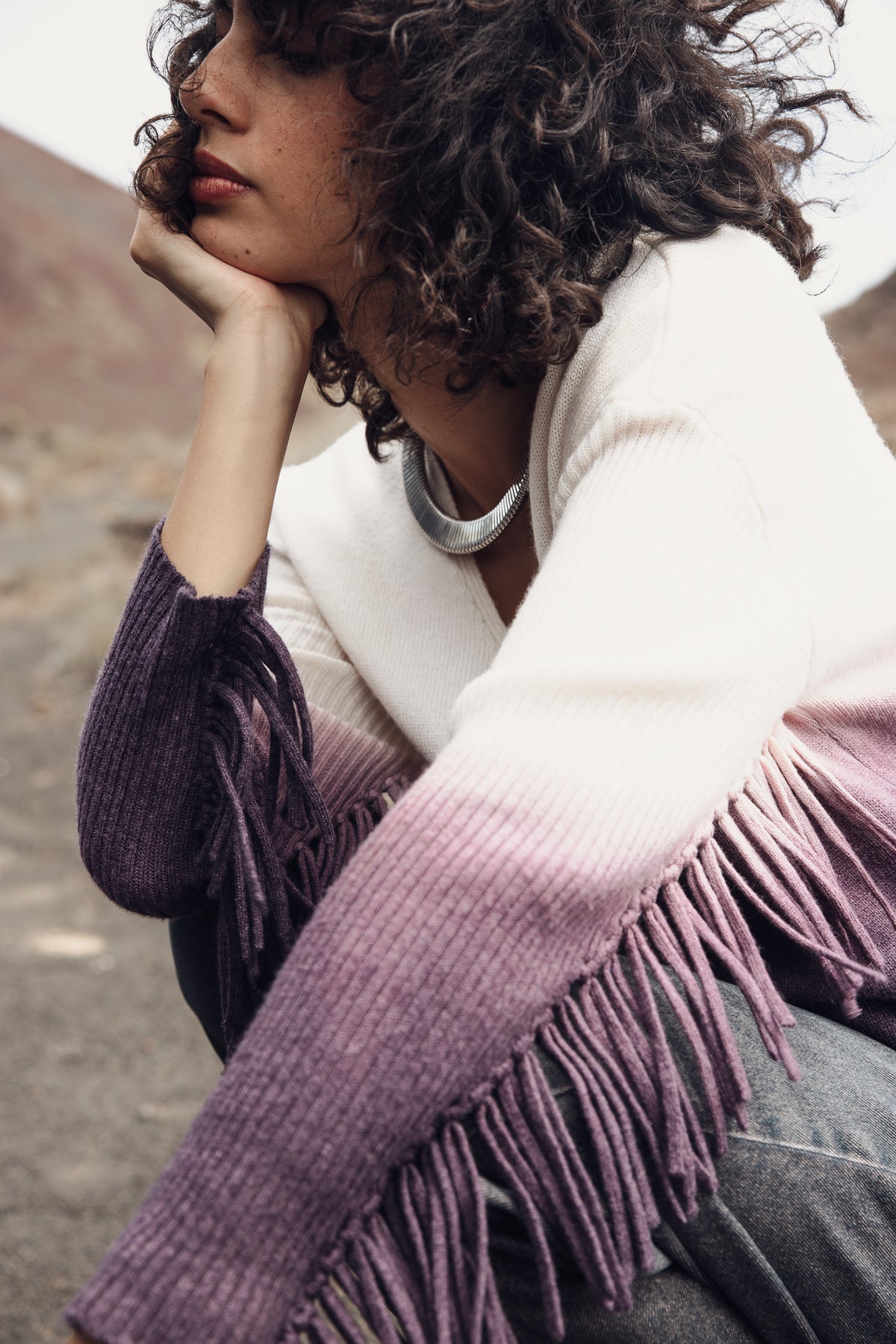 

Pullover mit Fransenärmeln Damen Phara Deep Dye fiig | Freeman T. Porter
