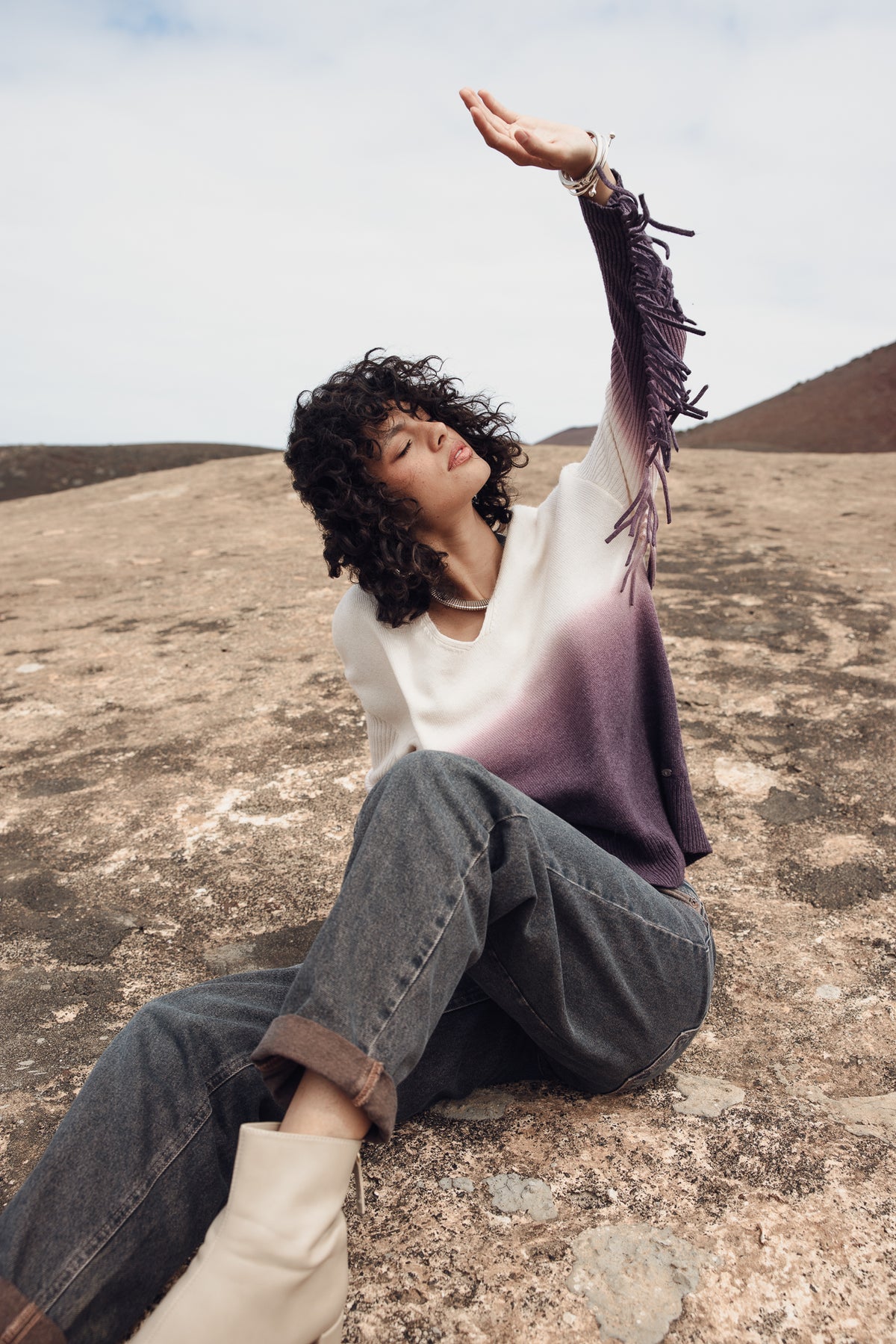 

Pullover mit Fransenärmeln Damen Phara Deep Dye fiig | Freeman T. Porter