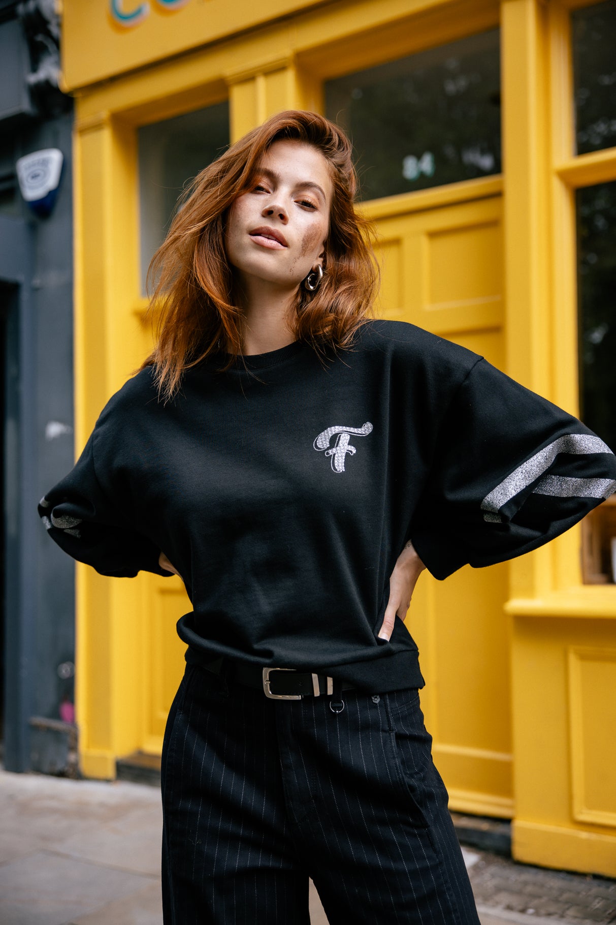 

Sweatshirt strass Mujer Sheldone Glitter black | Freeman T. Porter