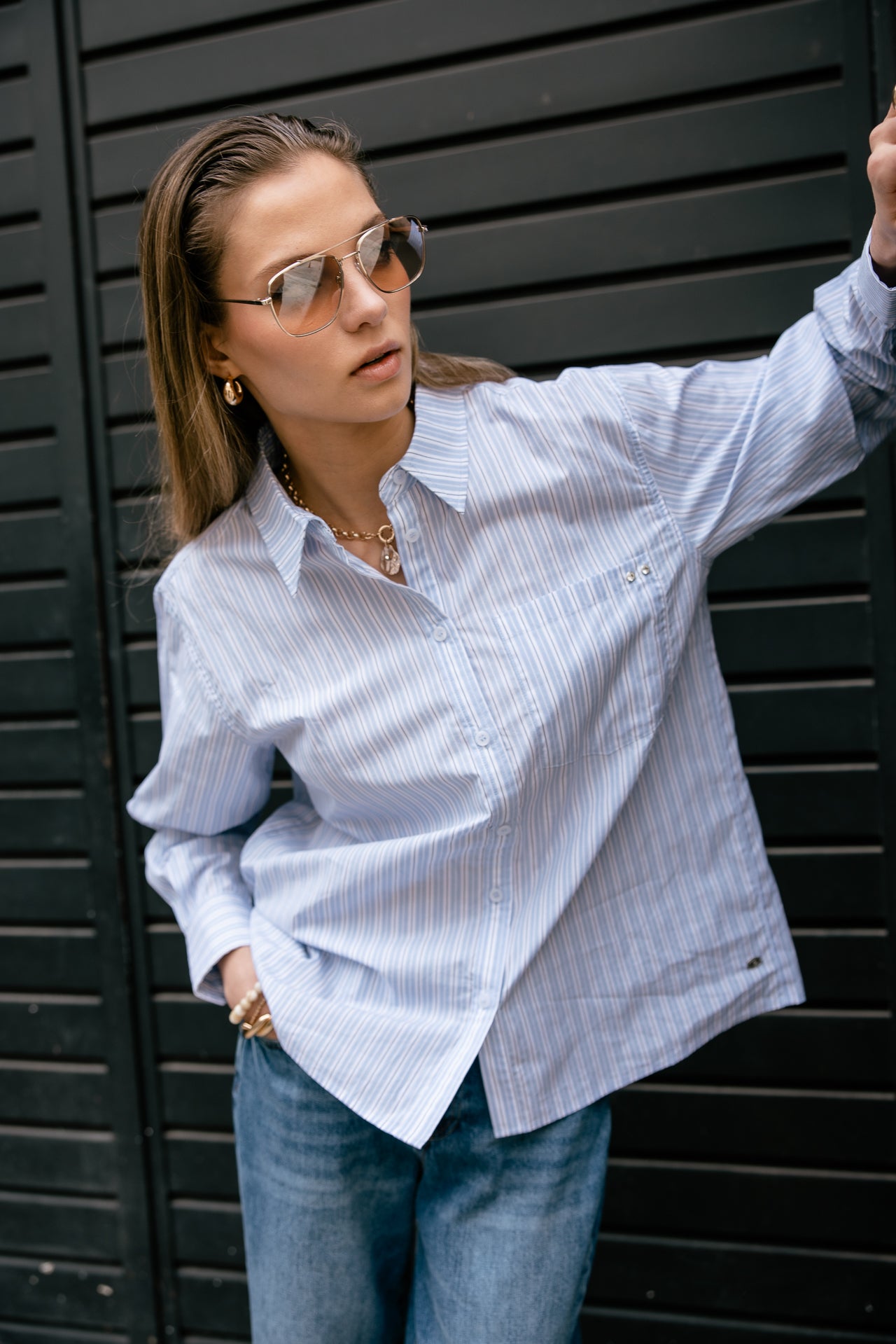 
              

Chemise rayée Femme Chamy Stripe granada sky | Freeman T. Porter
            