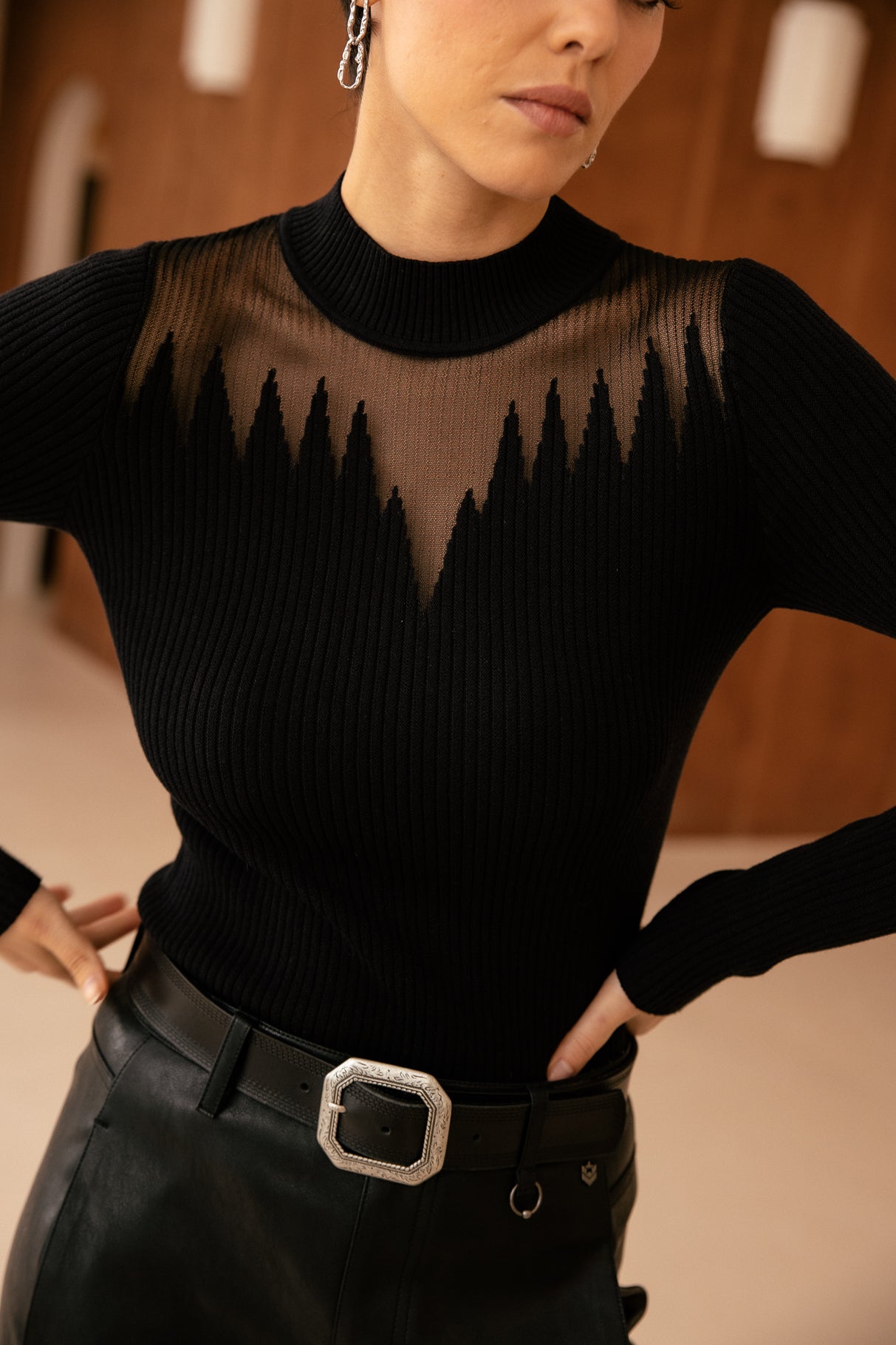 

Pull avec transparence Femme Prale black | Freeman T. Porter