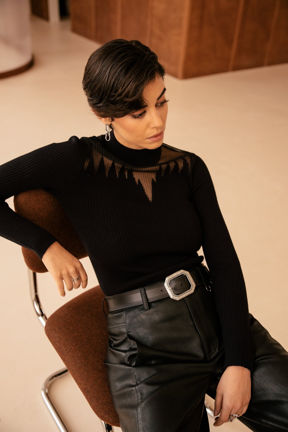 

Pull avec transparence Femme Prale black | Freeman T. Porter