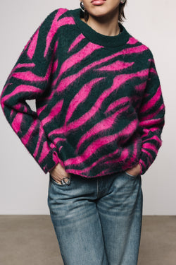 

Jacquard-Pullover Damen Parisi Zebra pink / green | Freeman T. Porter