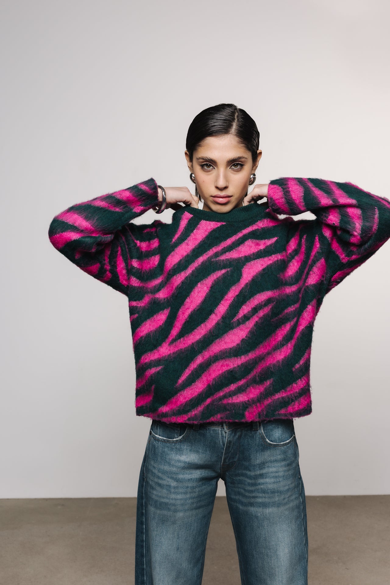 

Jersey de jacquard Mujer Parisi Zebra pink / green | Freeman T. Porter