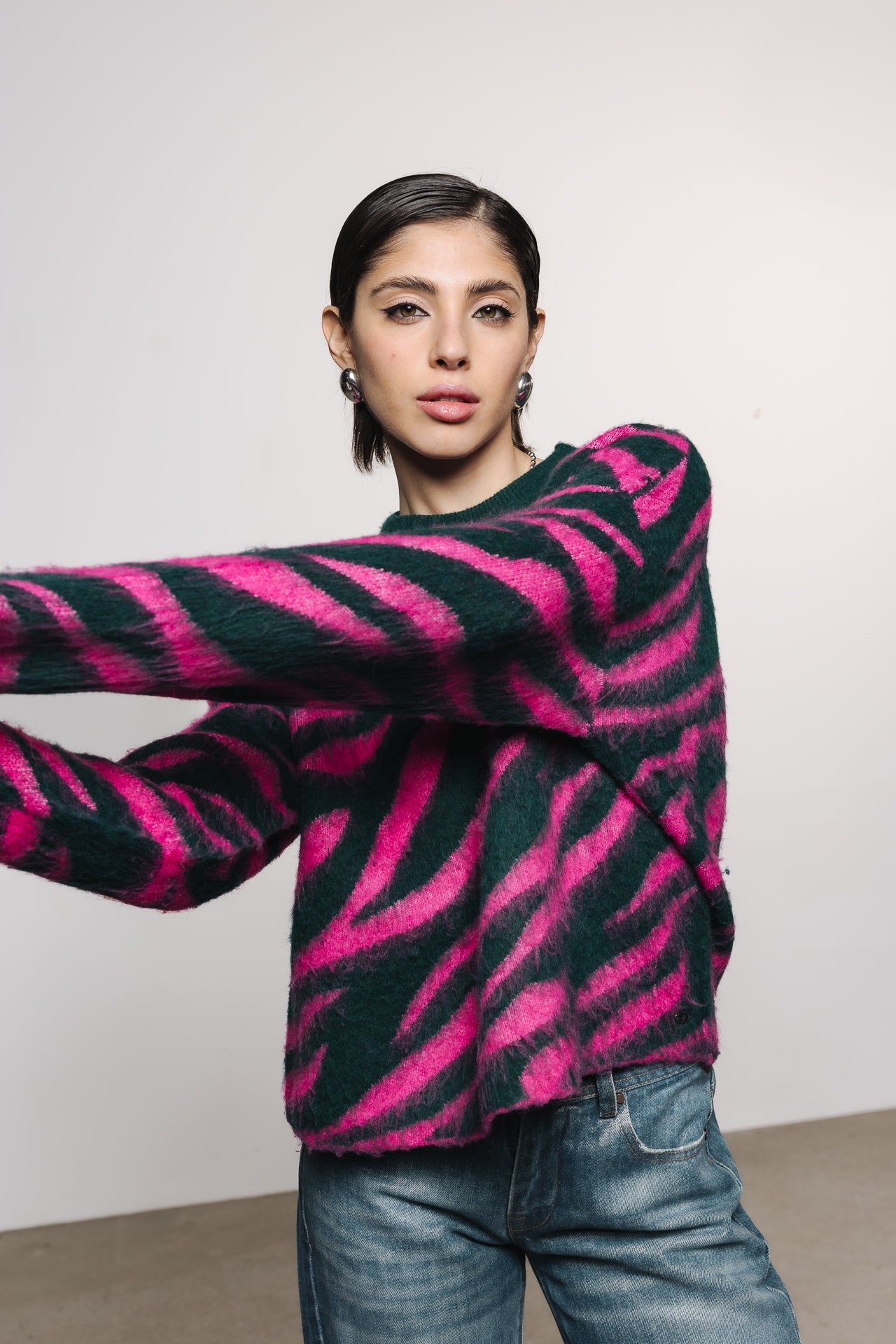 

Jersey de jacquard Mujer Parisi Zebra pink / green | Freeman T. Porter