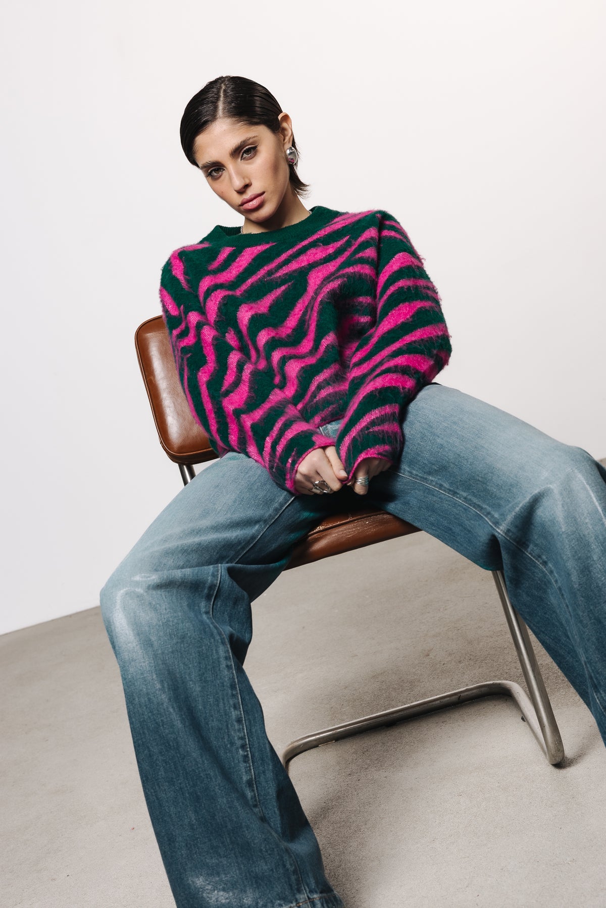 

Jacquard-Pullover Damen Parisi Zebra pink / green | Freeman T. Porter