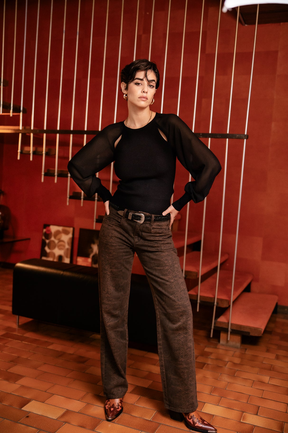 

Pull ajusté et manches vaporeuses Femme Paulino black | Freeman T. Porter