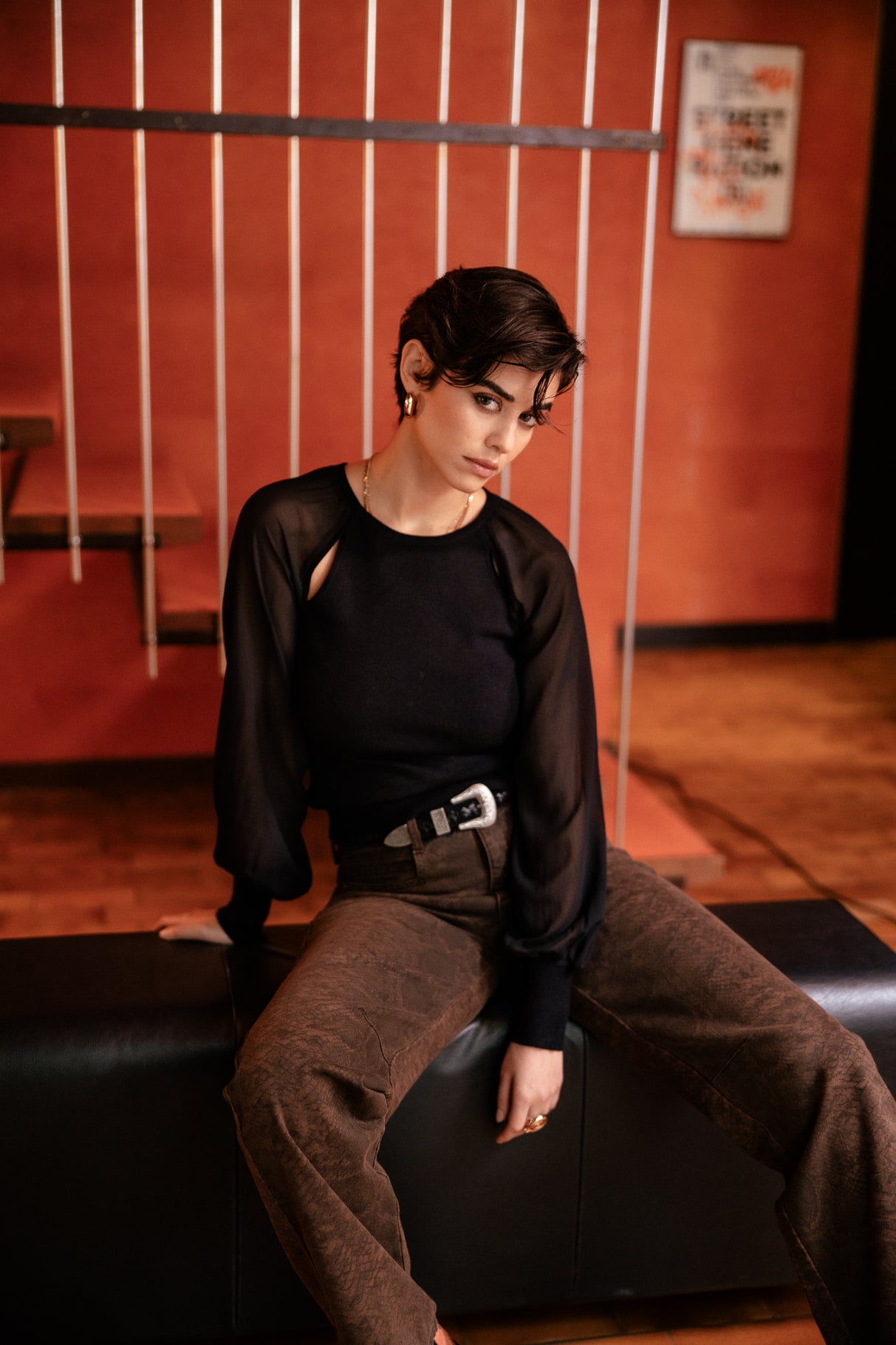 

Pull ajusté et manches vaporeuses Femme Paulino black | Freeman T. Porter