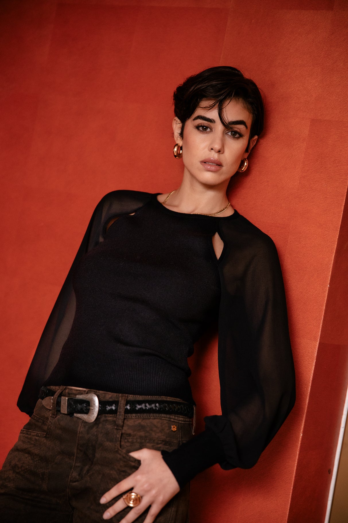 

Pull ajusté et manches vaporeuses Femme Paulino black | Freeman T. Porter