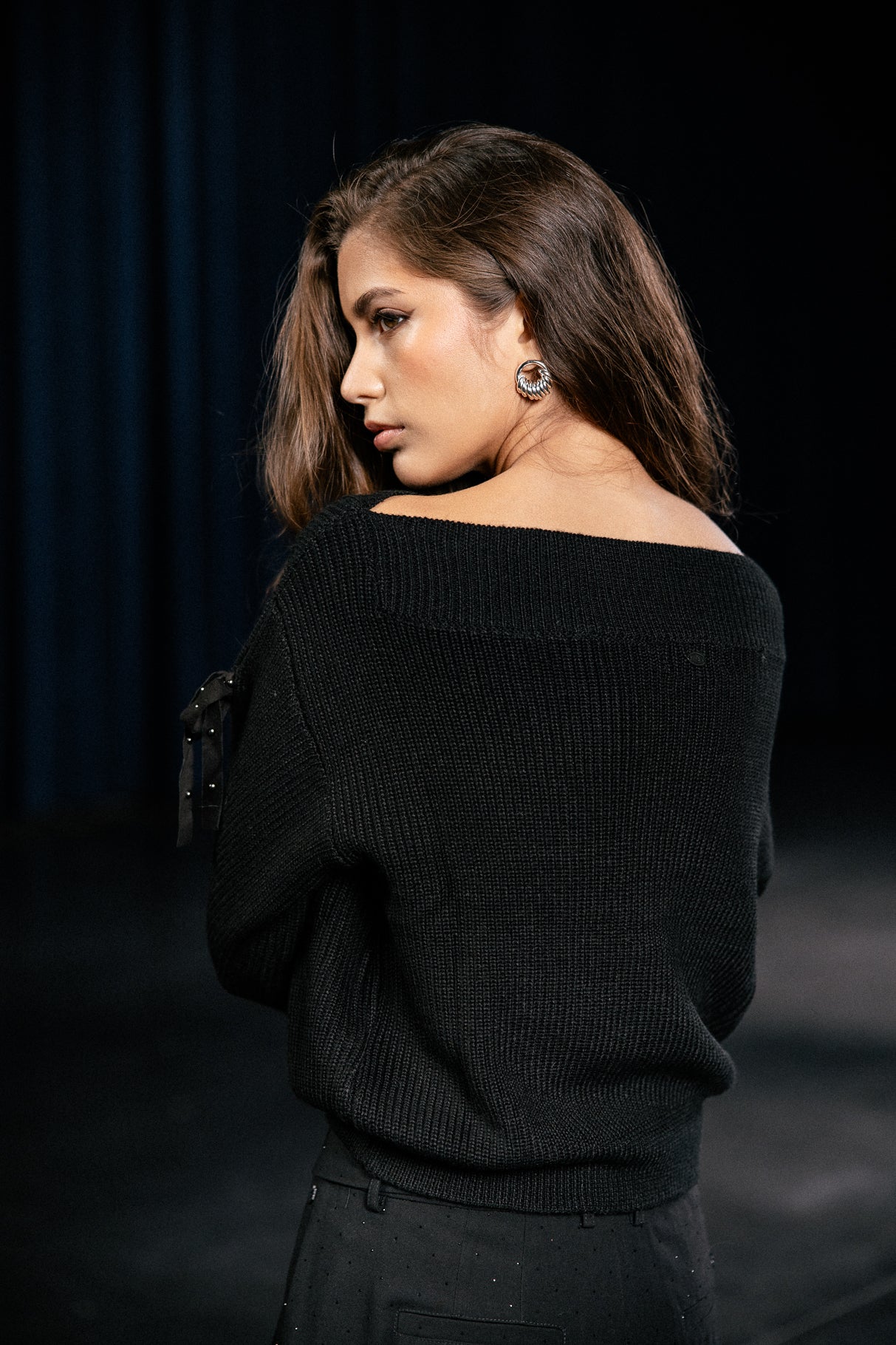 

Sweater with knotted sleeves Women Paxo Rib black | Freeman T. Porter
