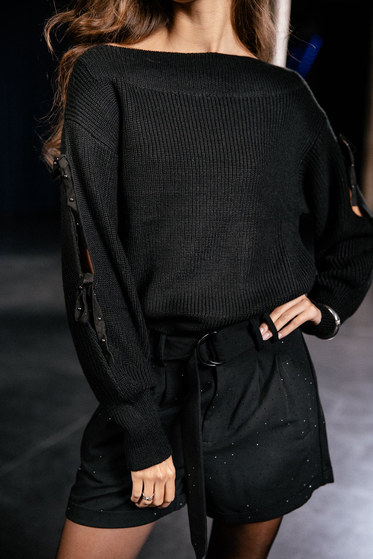 

Sweater with knotted sleeves Women Paxo Rib black | Freeman T. Porter