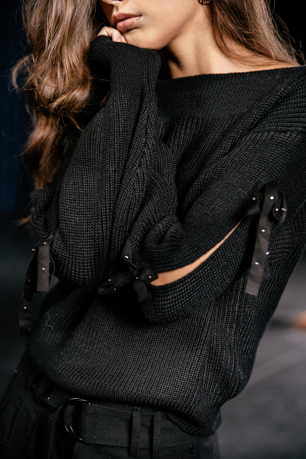 

Sweater with knotted sleeves Women Paxo Rib black | Freeman T. Porter