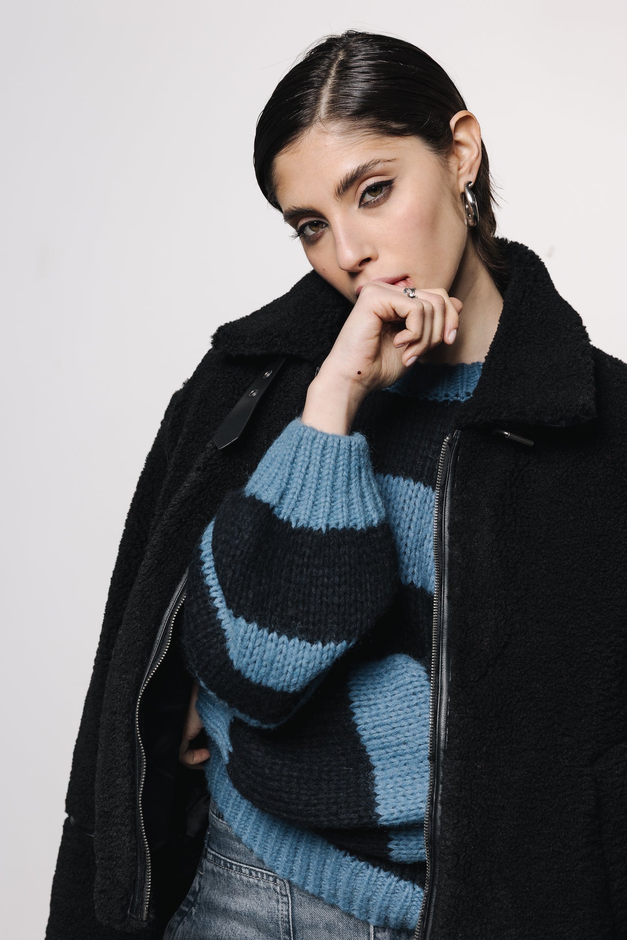 

Jersey de mohair a rayas Mujer Panko black / blue | Freeman T. Porter